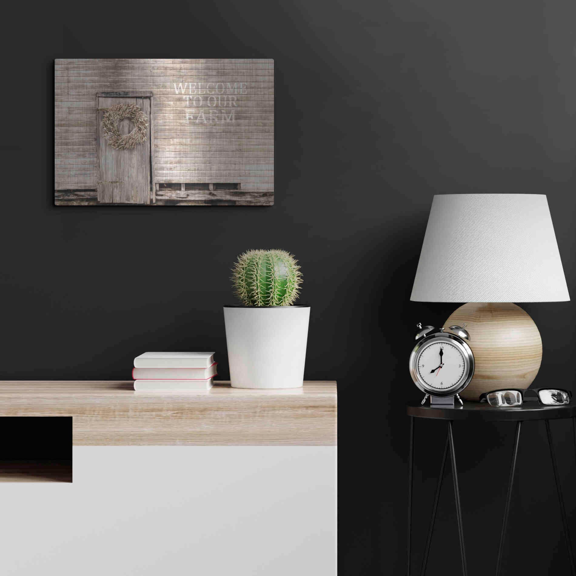 Luxe Metal Art 'Welcome to Our Farm' by Lori Deiter, Metal Wall Art,24x16