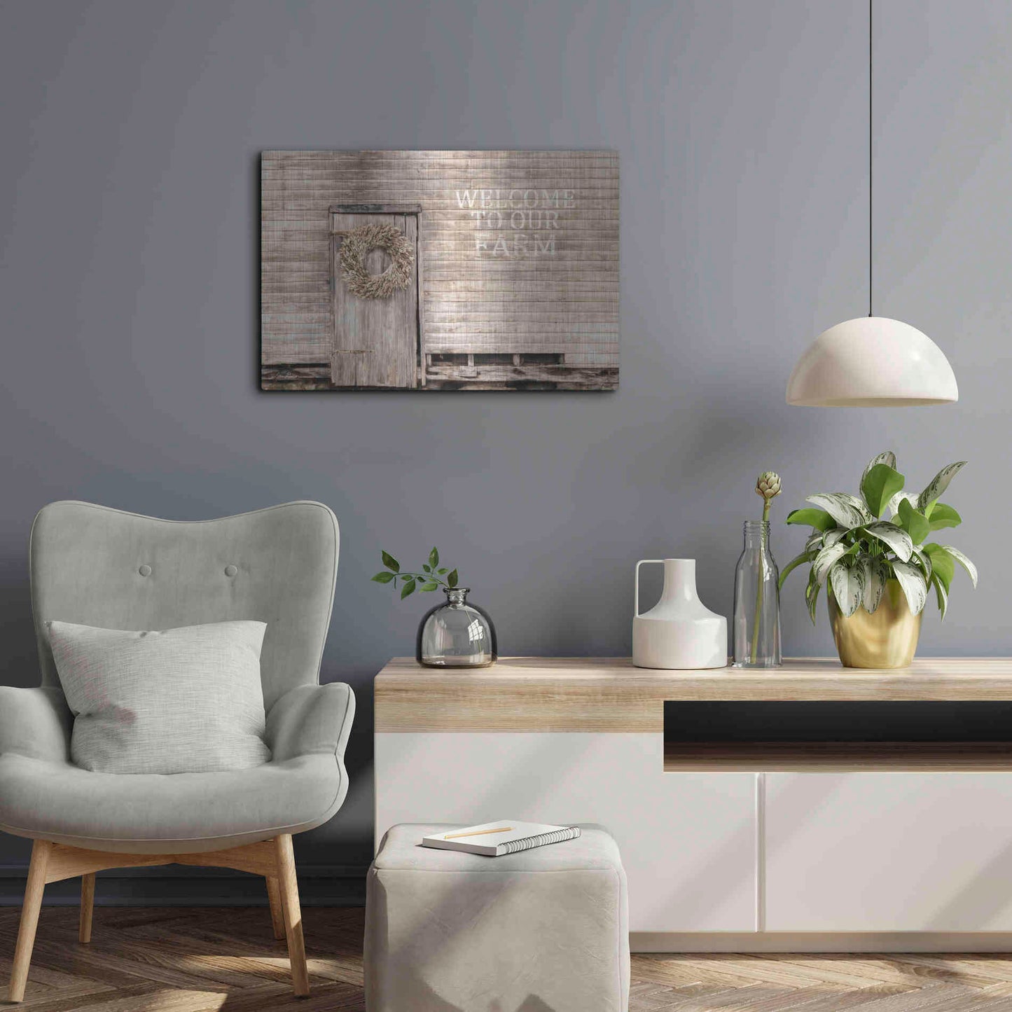 Luxe Metal Art 'Welcome to Our Farm' by Lori Deiter, Metal Wall Art,24x16
