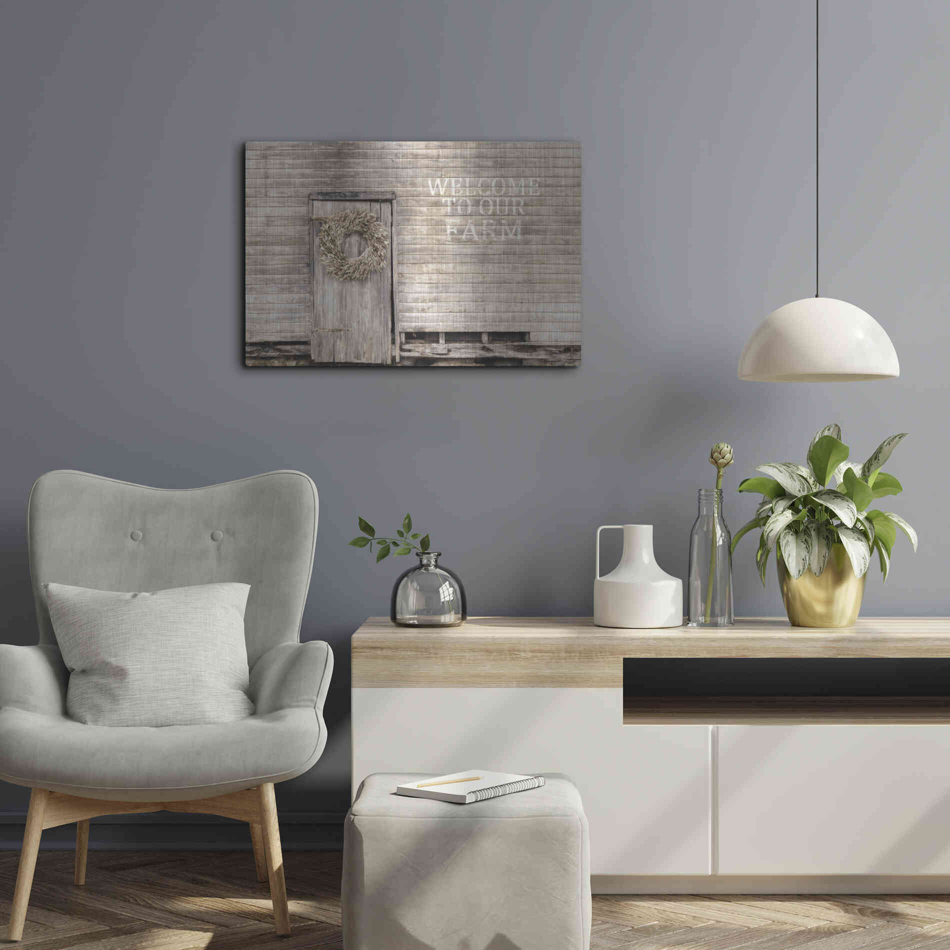 Luxe Metal Art 'Welcome to Our Farm' by Lori Deiter, Metal Wall Art,24x16