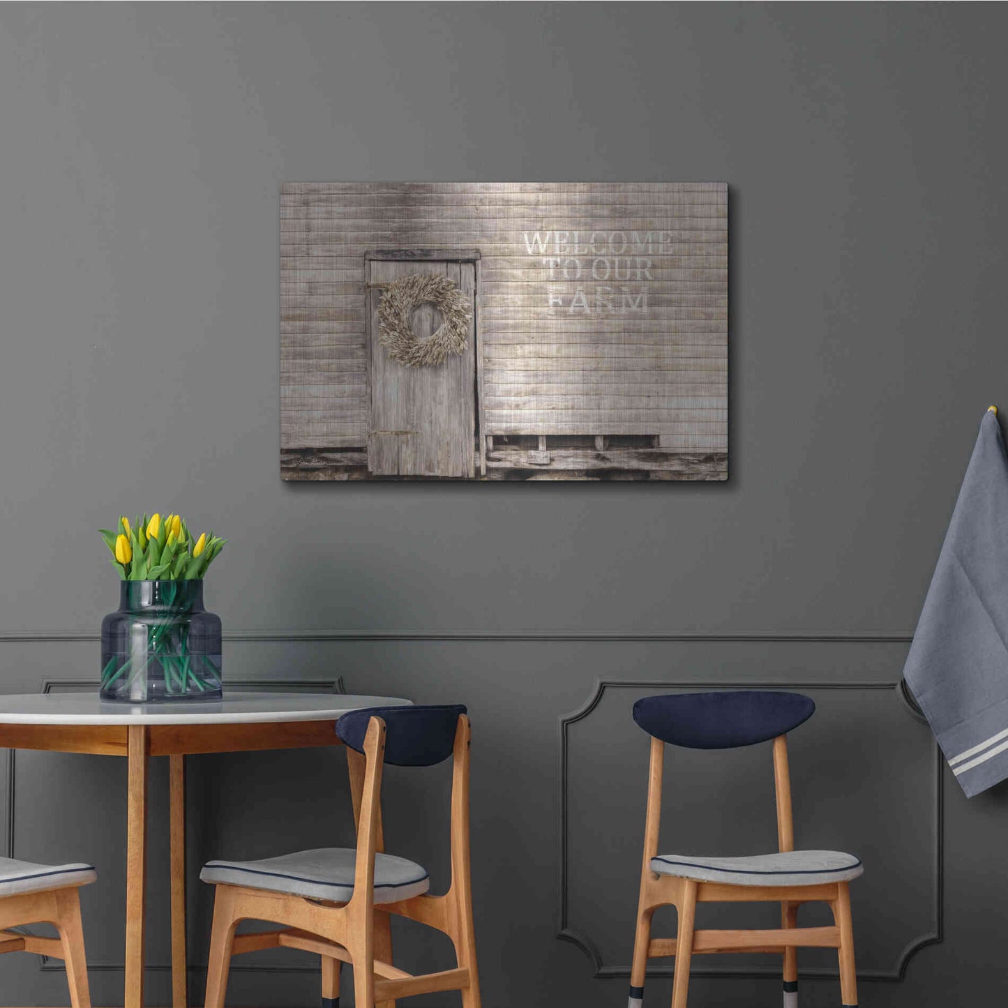 Luxe Metal Art 'Welcome to Our Farm' by Lori Deiter, Metal Wall Art,36x24