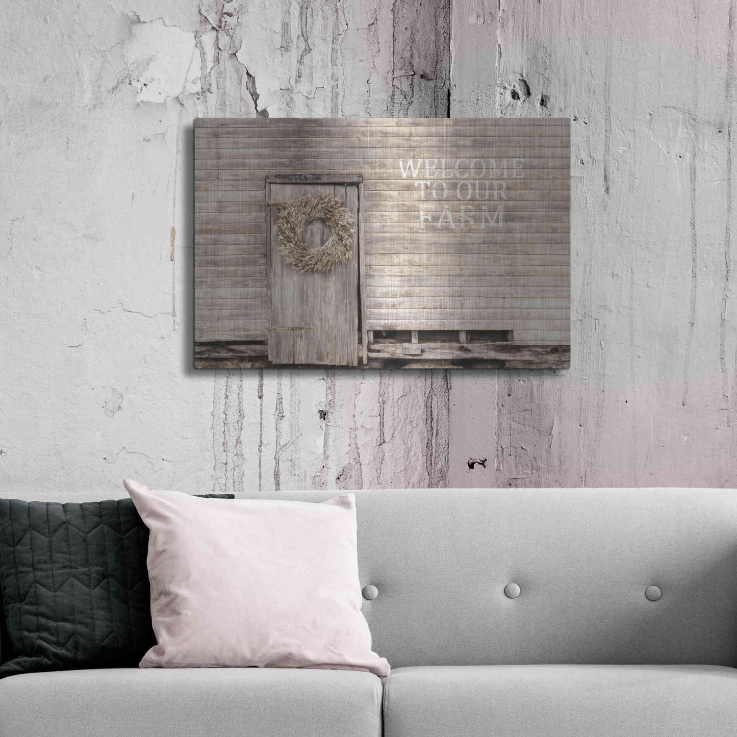 Luxe Metal Art 'Welcome to Our Farm' by Lori Deiter, Metal Wall Art,36x24