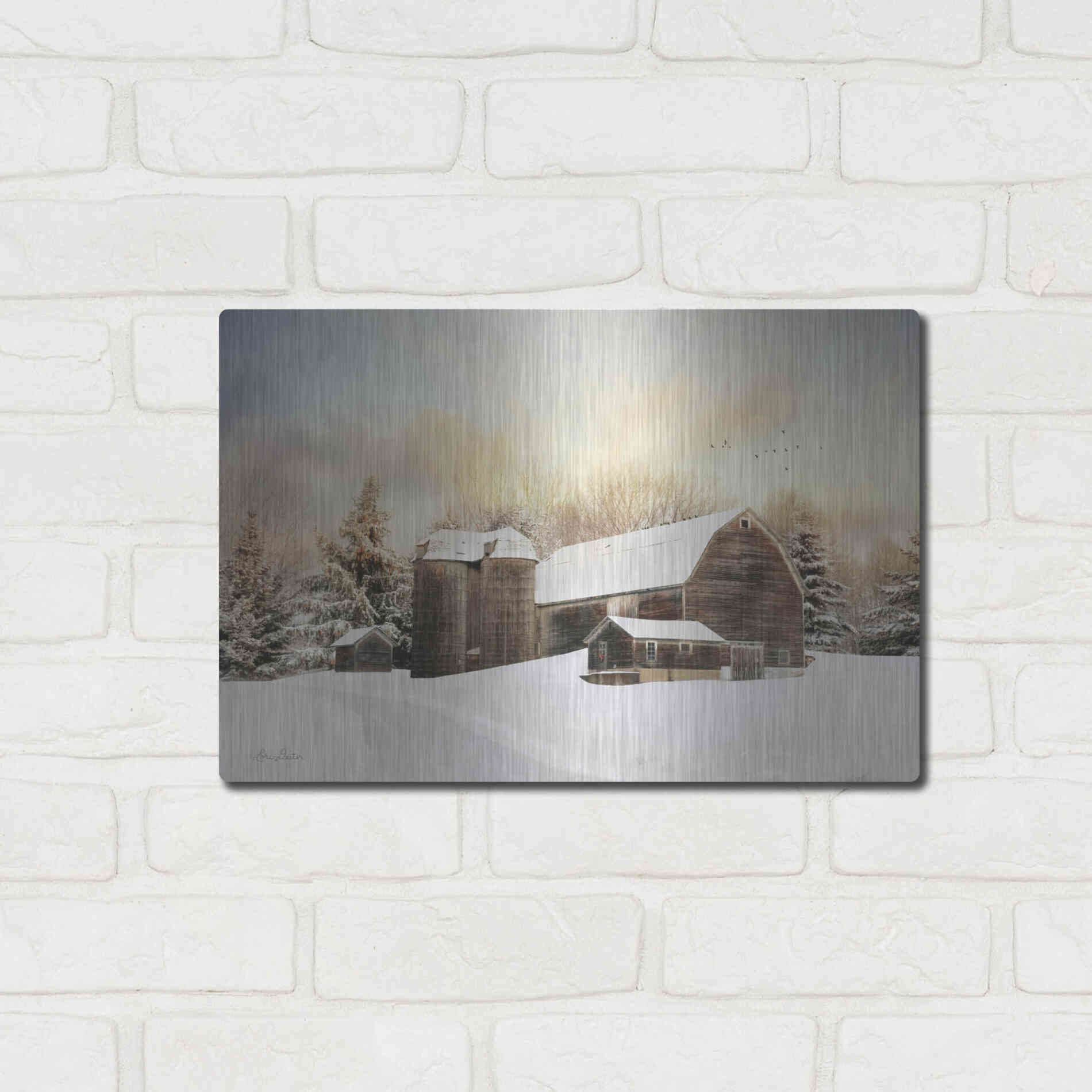 Luxe Metal Art 'The Color of Winter' by Lori Deiter, Metal Wall Art,16x12
