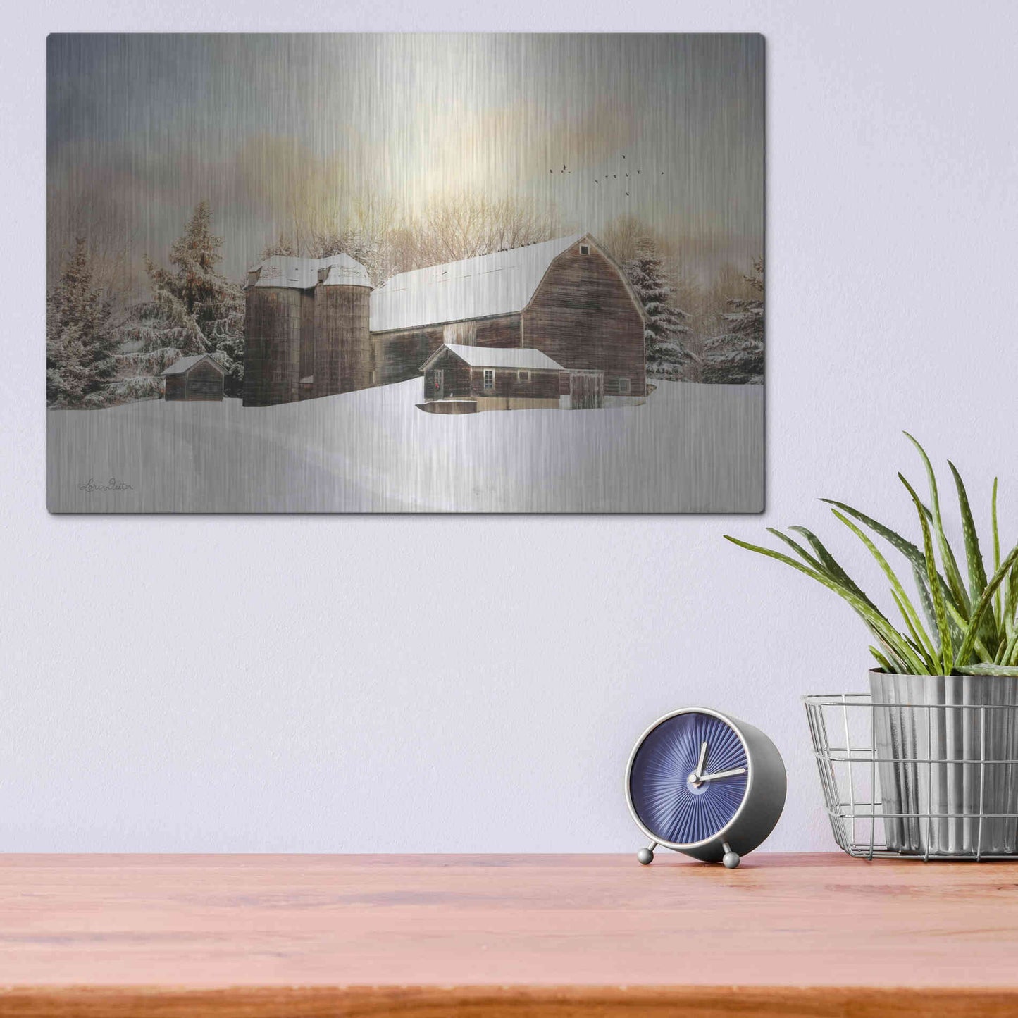 Luxe Metal Art 'The Color of Winter' by Lori Deiter, Metal Wall Art,16x12