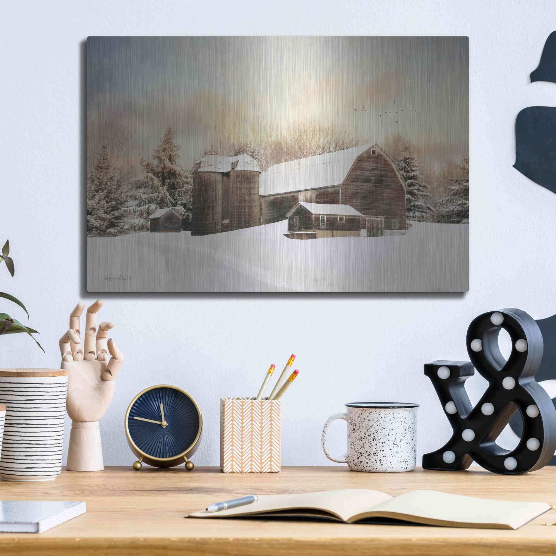Luxe Metal Art 'The Color of Winter' by Lori Deiter, Metal Wall Art,16x12