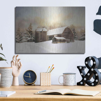 Luxe Metal Art 'The Color of Winter' by Lori Deiter, Metal Wall Art,16x12