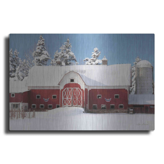 Luxe Metal Art 'Red, White and Cold' by Lori Deiter, Metal Wall Art