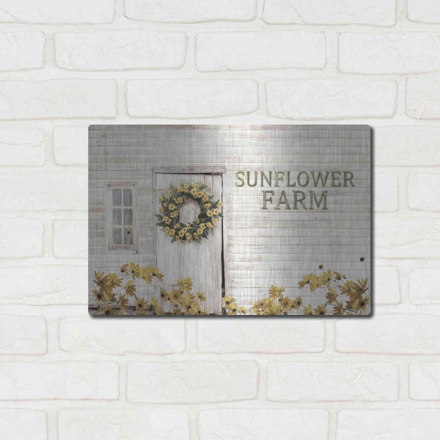 Luxe Metal Art 'Sunflower Farm' by Lori Deiter, Metal Wall Art,16x12