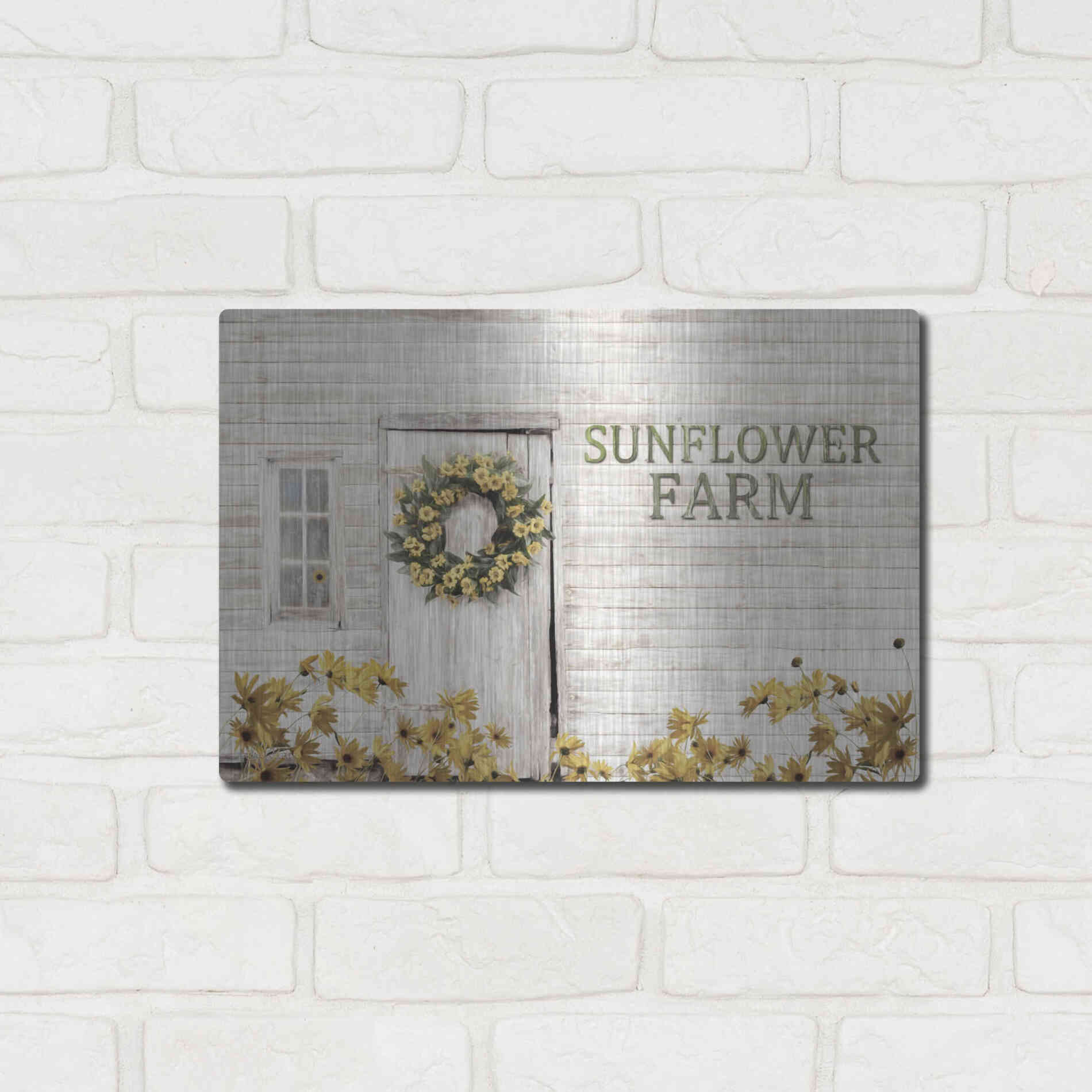 Luxe Metal Art 'Sunflower Farm' by Lori Deiter, Metal Wall Art,16x12