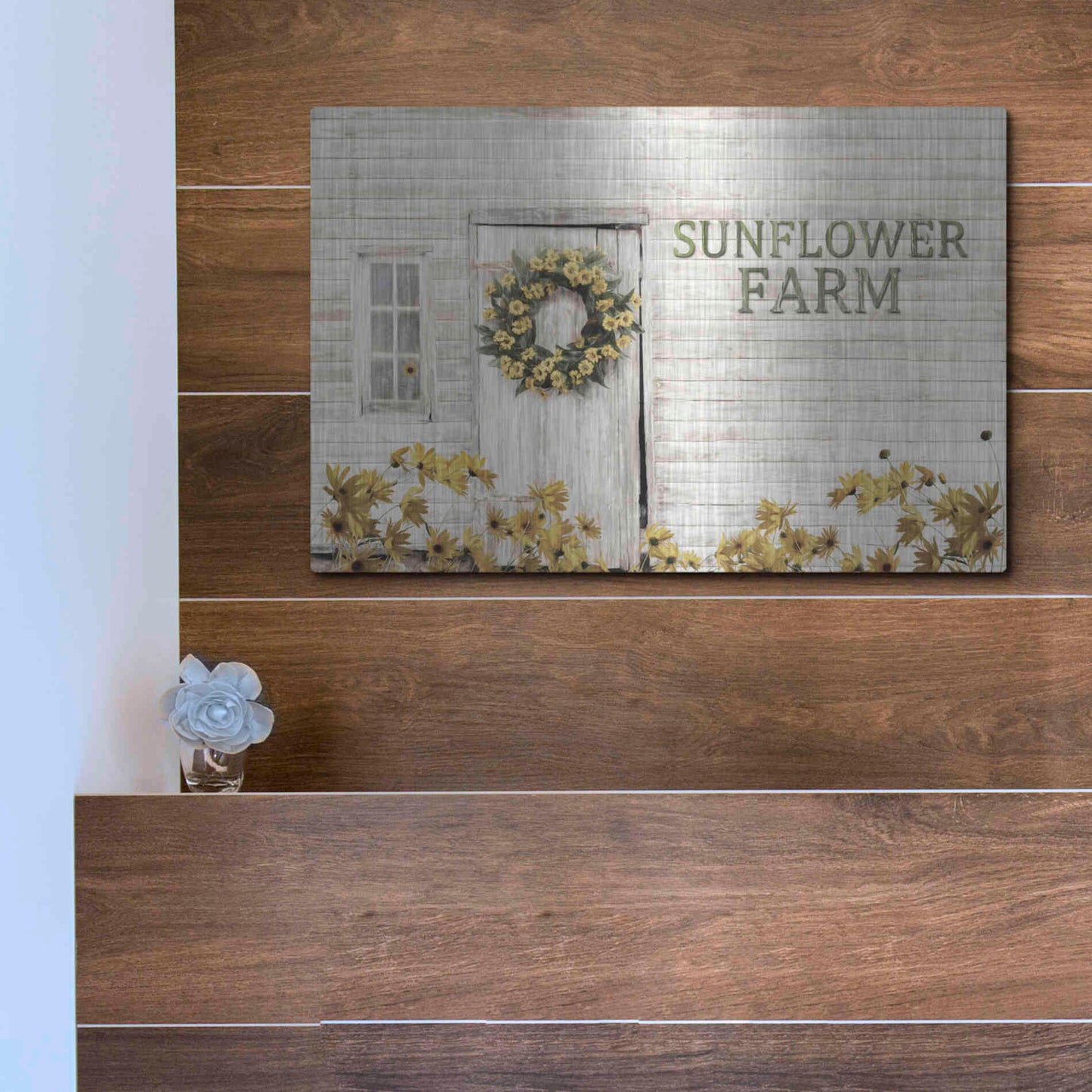 Luxe Metal Art 'Sunflower Farm' by Lori Deiter, Metal Wall Art,16x12