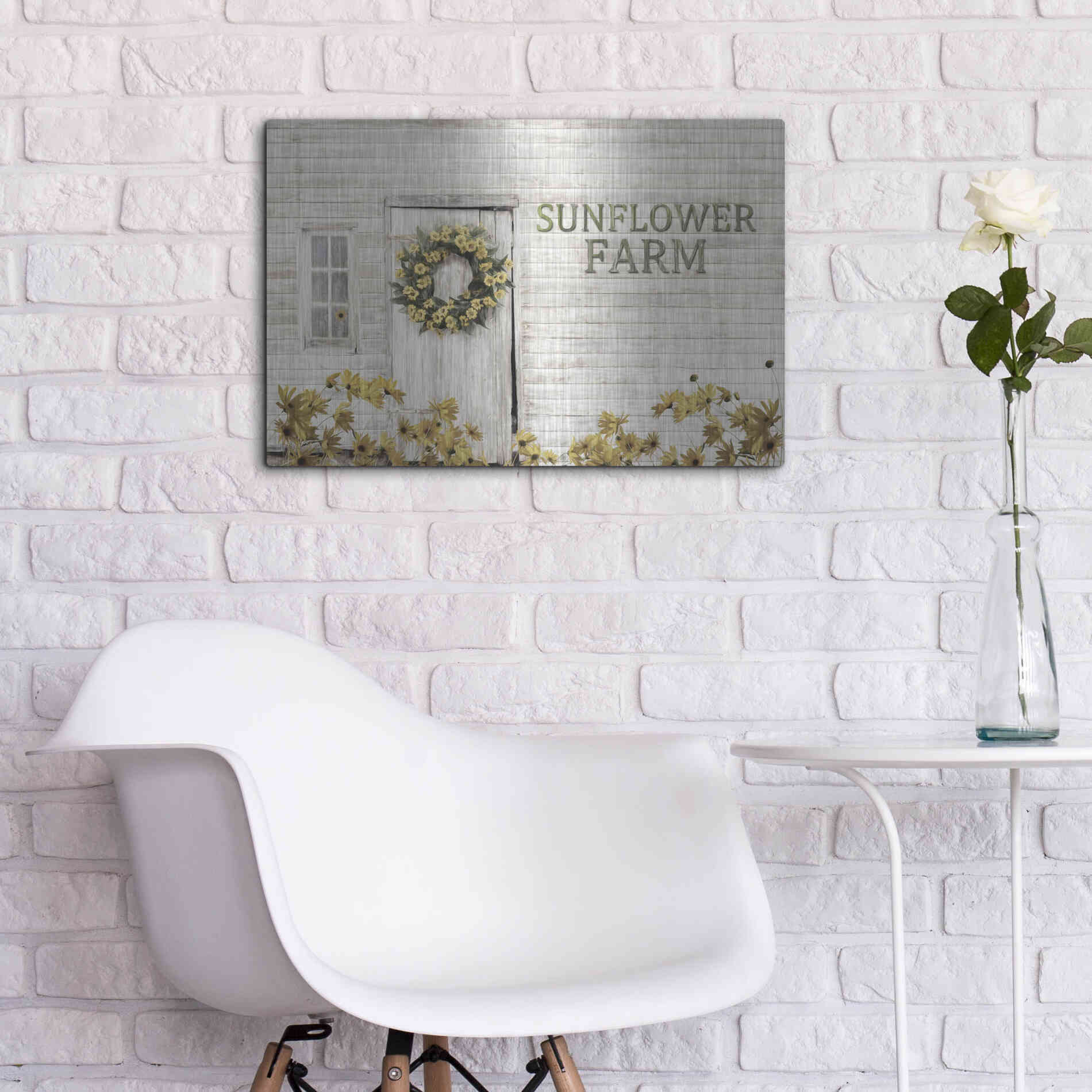Luxe Metal Art 'Sunflower Farm' by Lori Deiter, Metal Wall Art,24x16