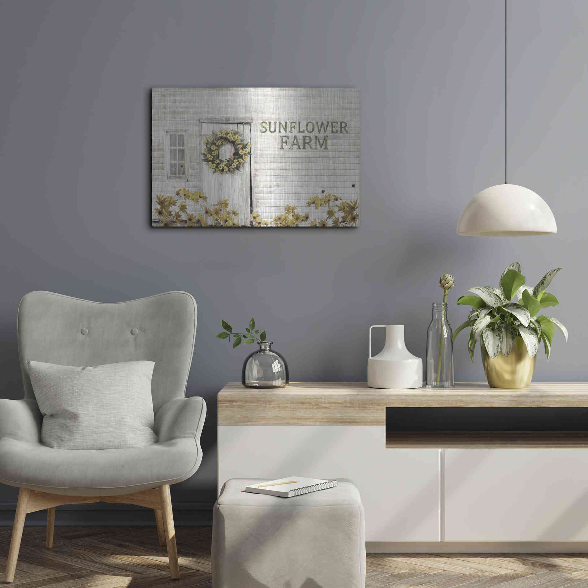 Luxe Metal Art 'Sunflower Farm' by Lori Deiter, Metal Wall Art,24x16
