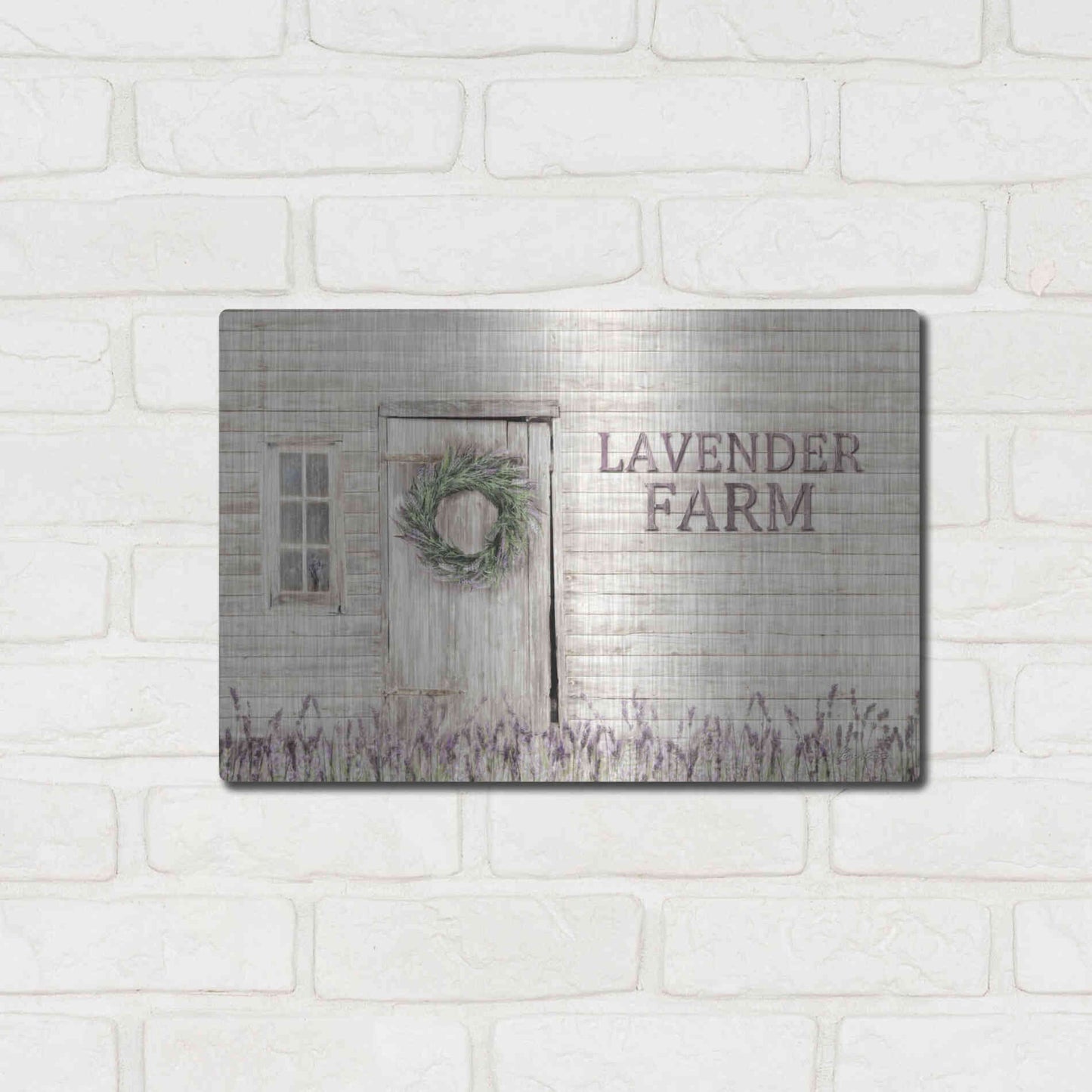 Luxe Metal Art 'Lavender Farm' by Lori Deiter, Metal Wall Art,16x12