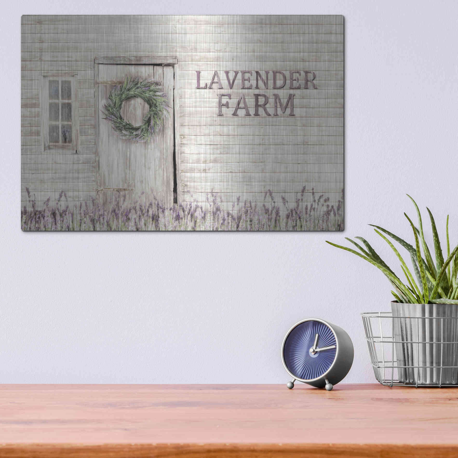 Luxe Metal Art 'Lavender Farm' by Lori Deiter, Metal Wall Art,16x12