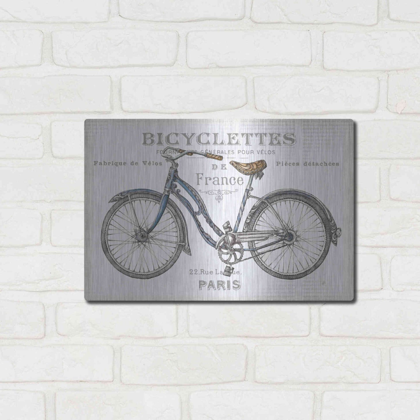 Luxe Metal Art 'Bicycles II' by Daphne Brissonet, Metal Wall Art,16x12