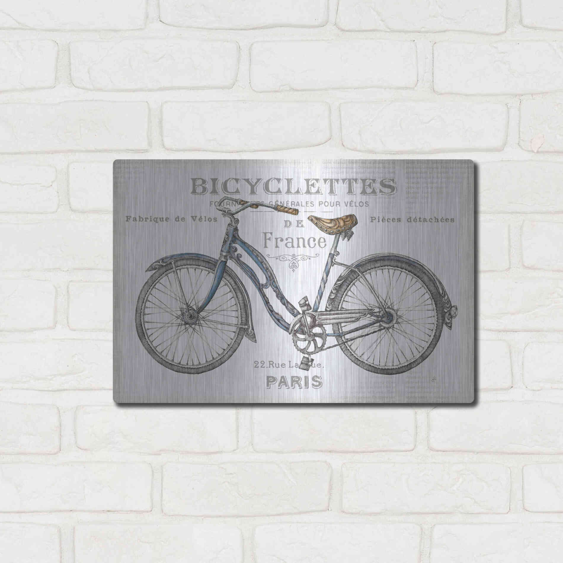 Luxe Metal Art 'Bicycles II' by Daphne Brissonet, Metal Wall Art,16x12