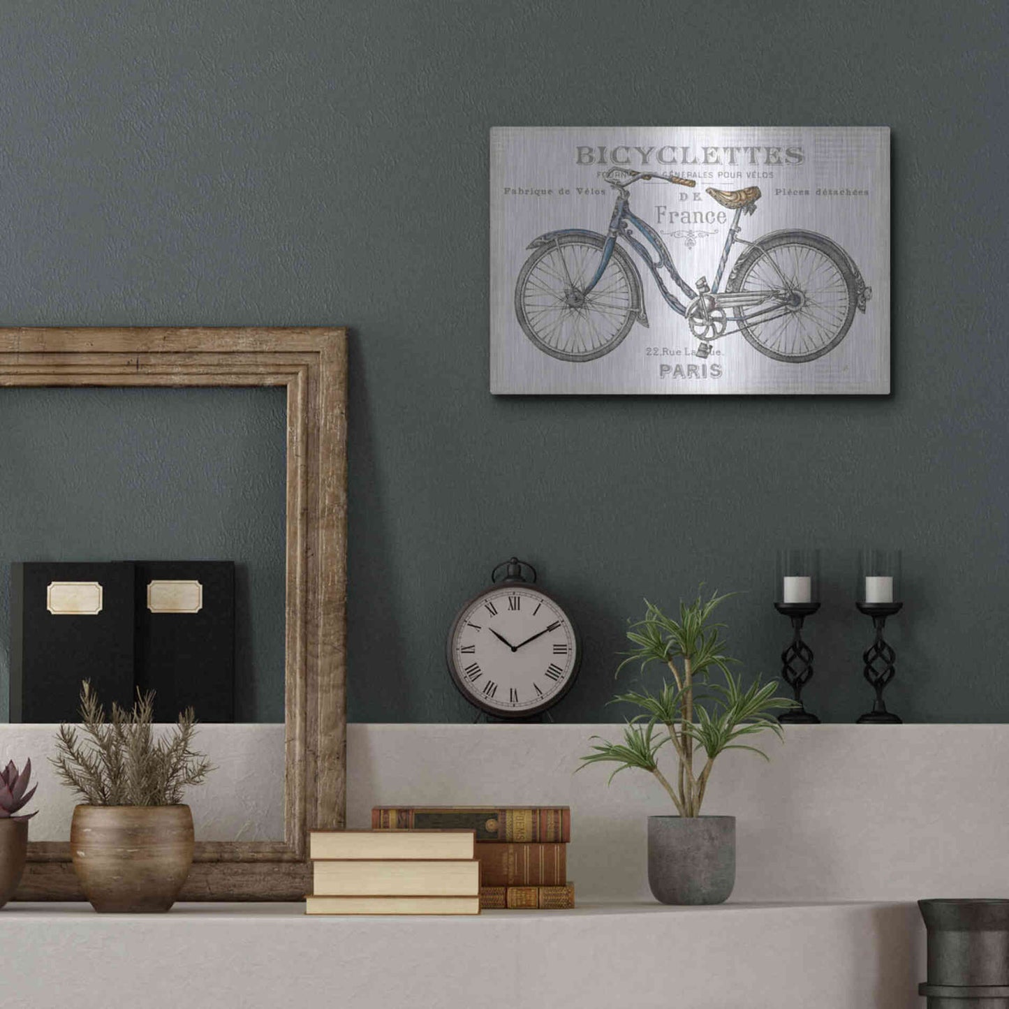 Luxe Metal Art 'Bicycles II' by Daphne Brissonet, Metal Wall Art,16x12