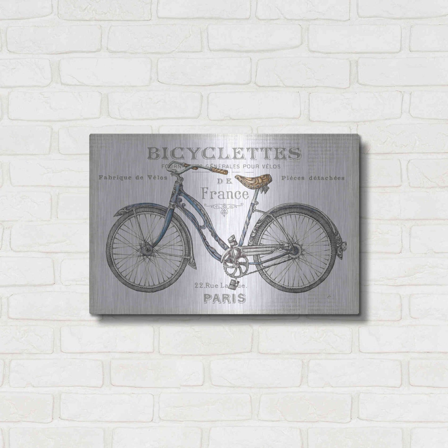 Luxe Metal Art 'Bicycles II' by Daphne Brissonet, Metal Wall Art,24x16