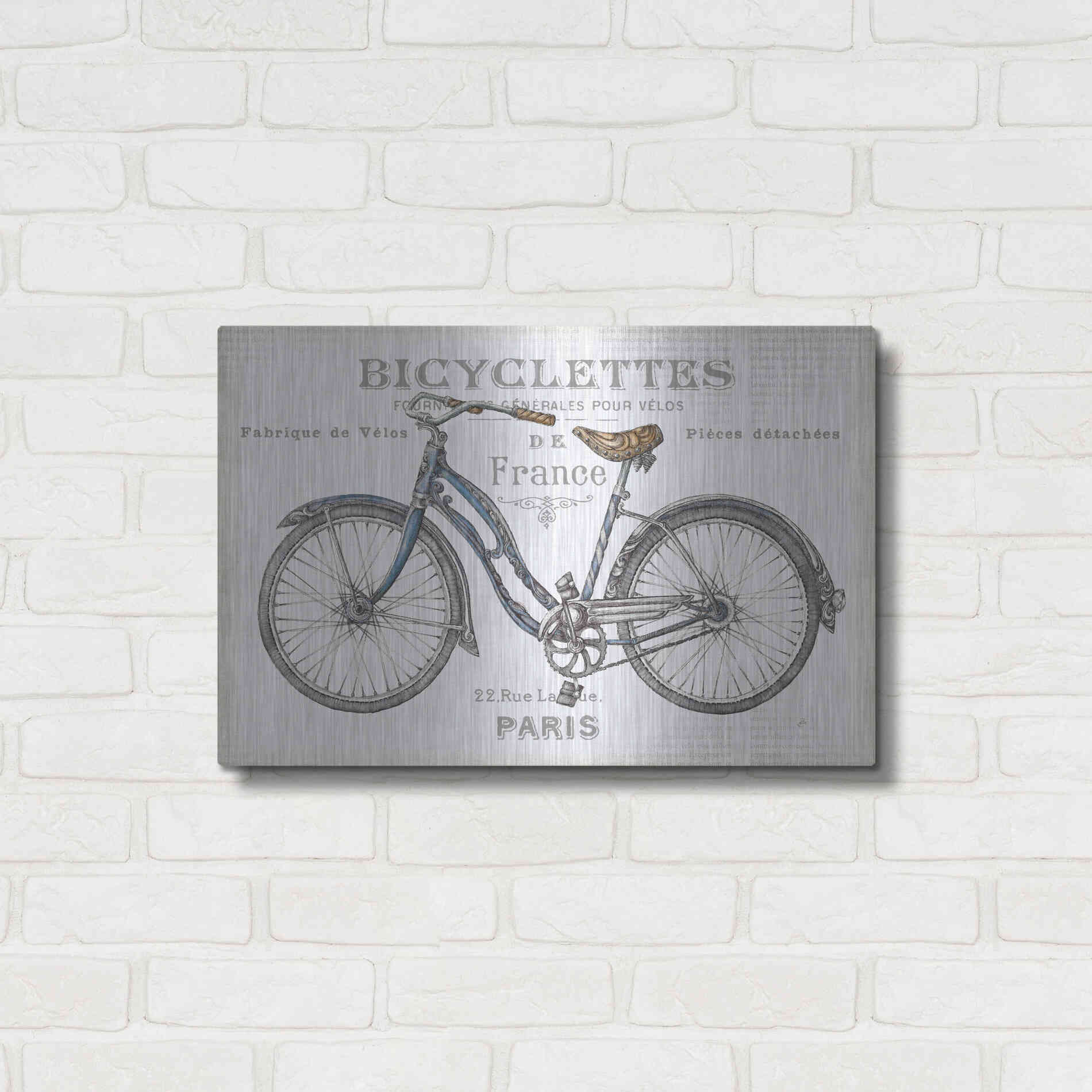 Luxe Metal Art 'Bicycles II' by Daphne Brissonet, Metal Wall Art,24x16
