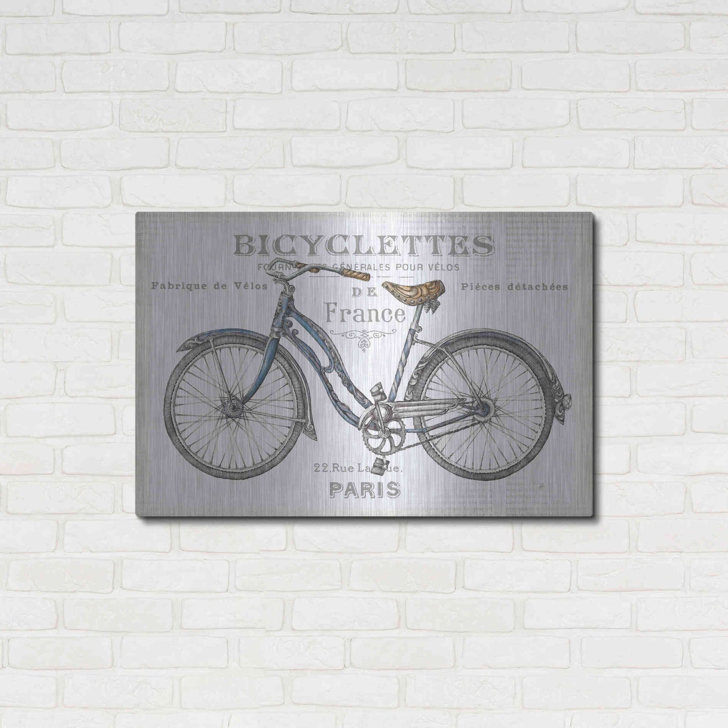 Luxe Metal Art 'Bicycles II' by Daphne Brissonet, Metal Wall Art,36x24