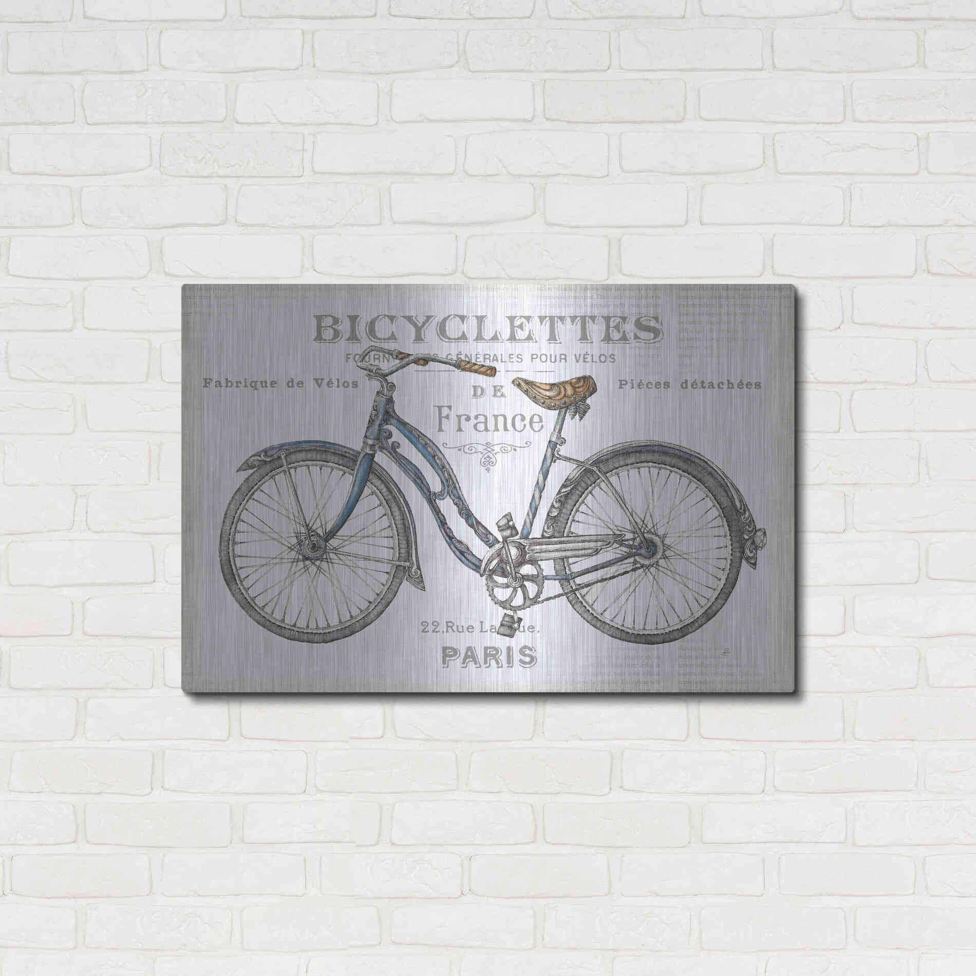 Luxe Metal Art 'Bicycles II' by Daphne Brissonet, Metal Wall Art,36x24