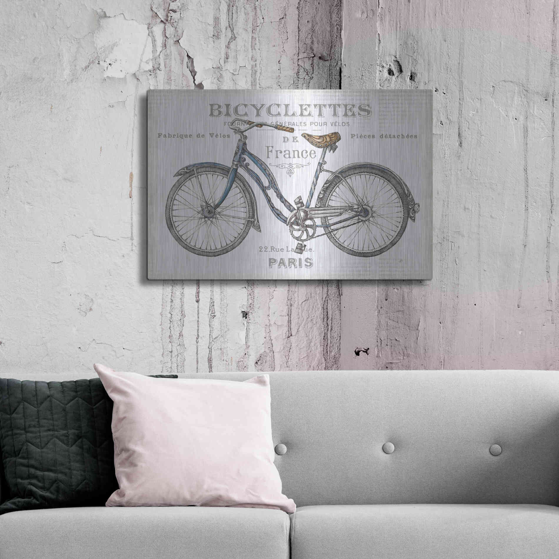 Luxe Metal Art 'Bicycles II' by Daphne Brissonet, Metal Wall Art,36x24