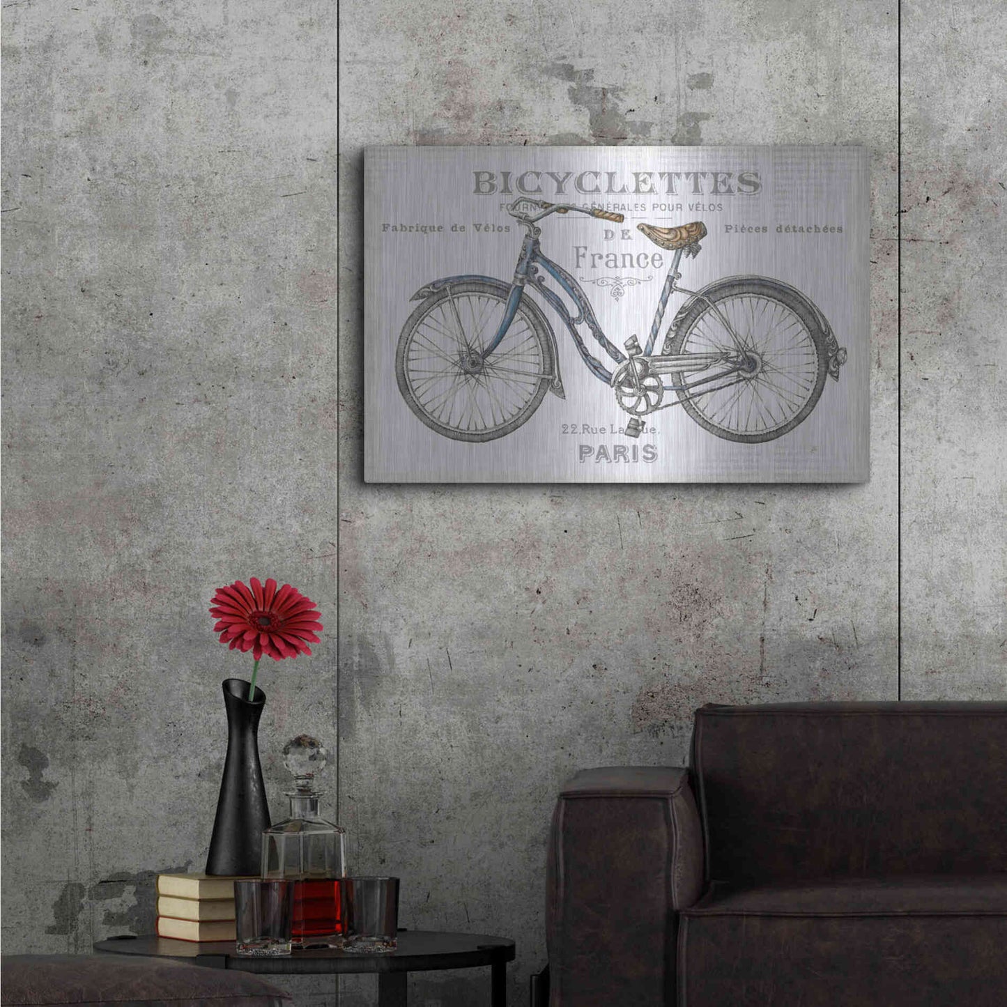Luxe Metal Art 'Bicycles II' by Daphne Brissonet, Metal Wall Art,36x24