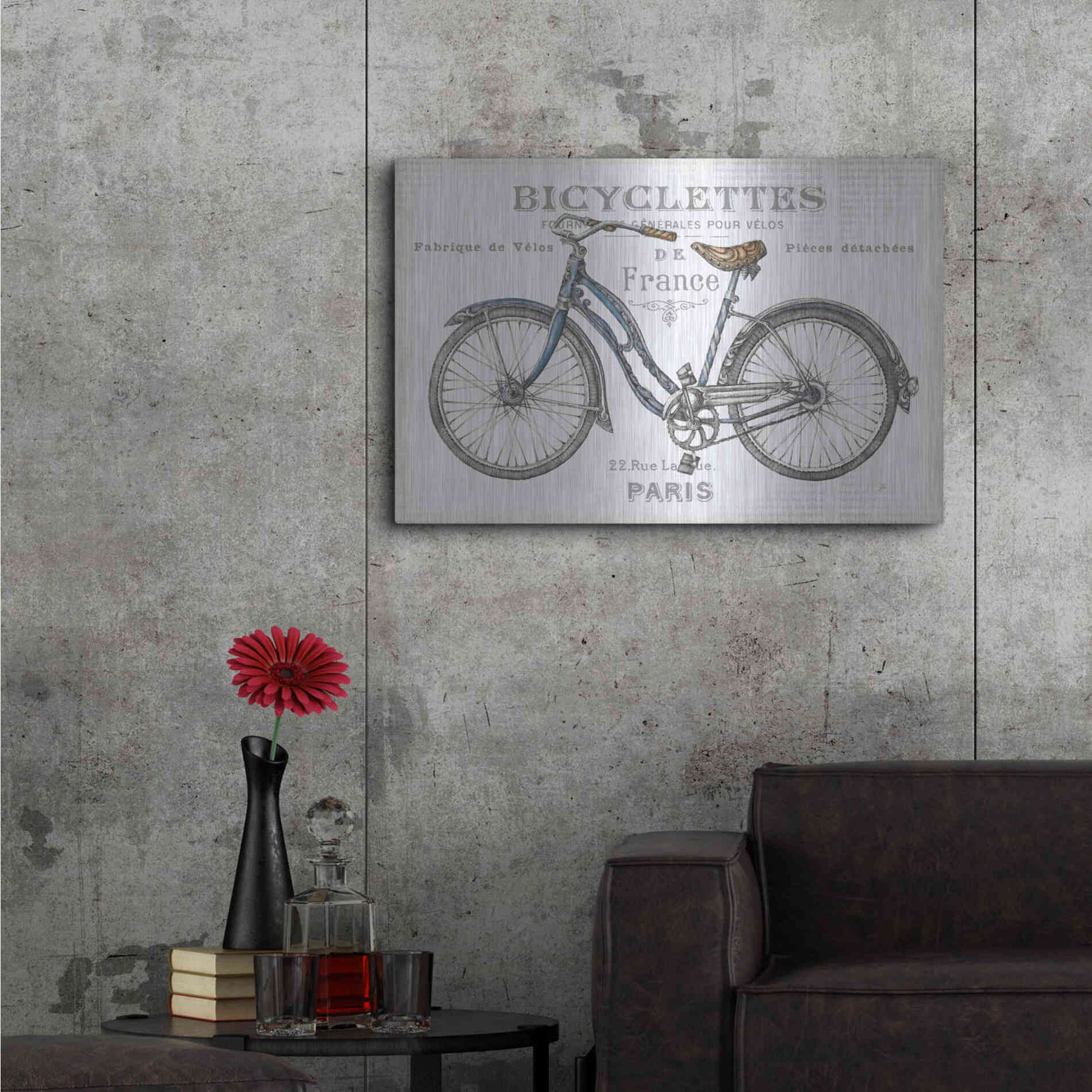 Luxe Metal Art 'Bicycles II' by Daphne Brissonet, Metal Wall Art,36x24