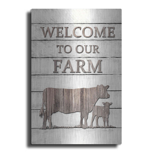 Luxe Metal Art 'Cow Welcome to Our Farm' by Lori Deiter, Metal Wall Art