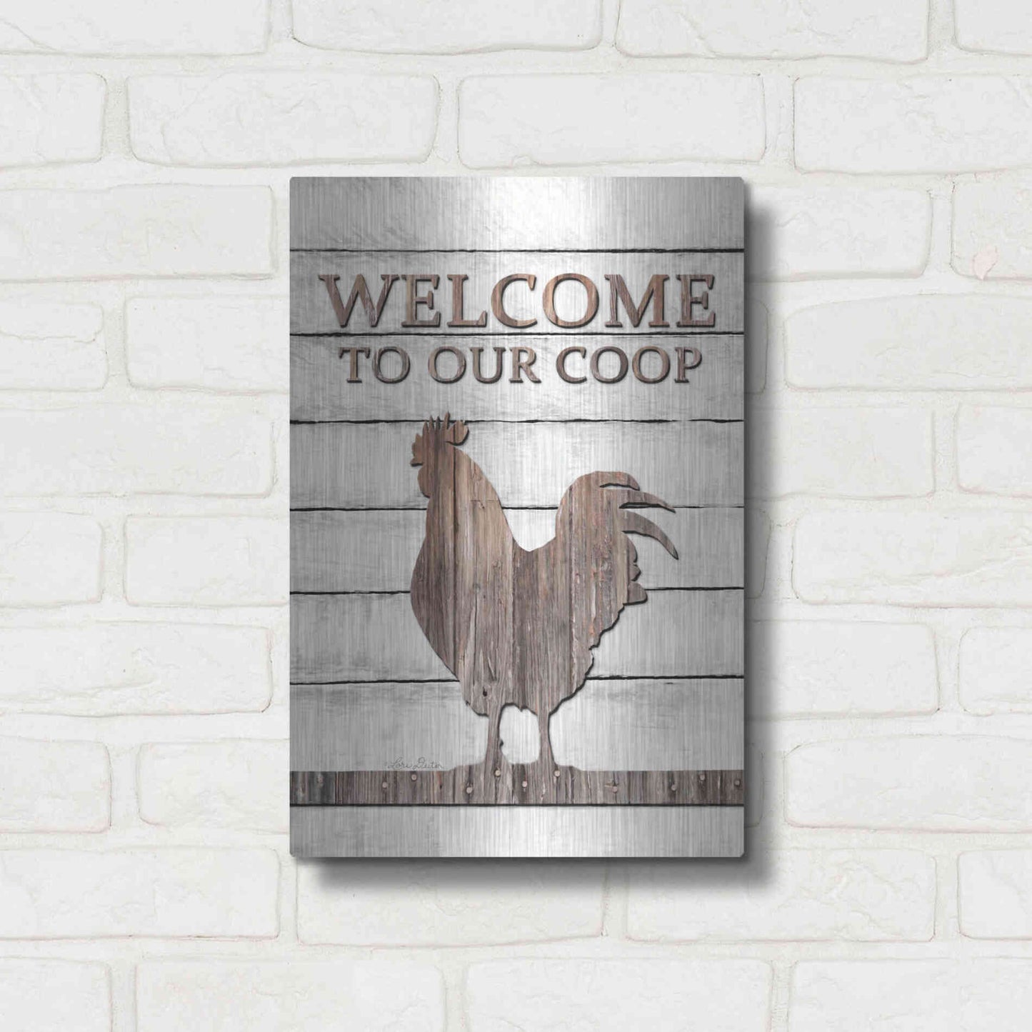 Luxe Metal Art 'Welcome to Our Coop' by Lori Deiter, Metal Wall Art,12x16
