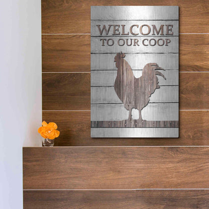 Luxe Metal Art 'Welcome to Our Coop' by Lori Deiter, Metal Wall Art,12x16