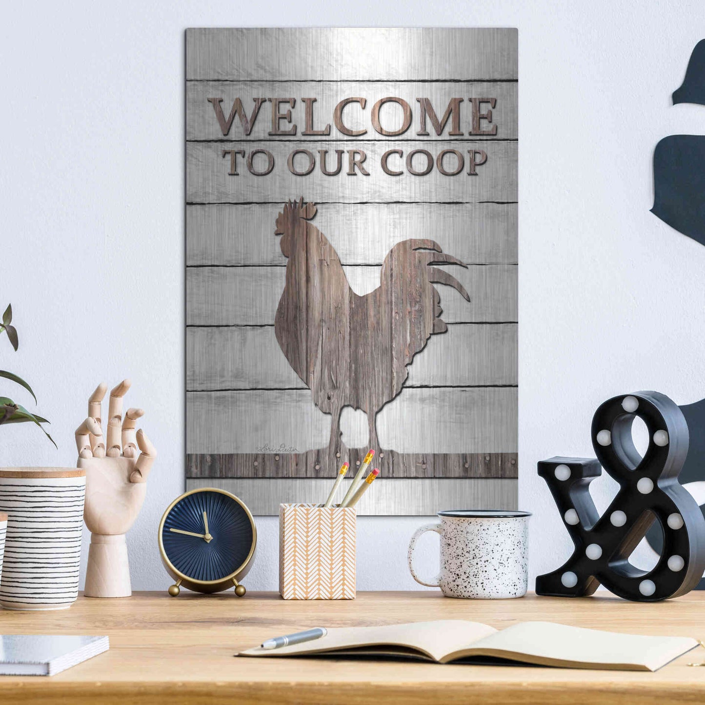 Luxe Metal Art 'Welcome to Our Coop' by Lori Deiter, Metal Wall Art,12x16