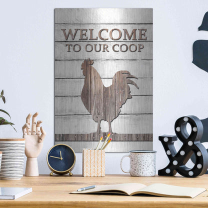 Luxe Metal Art 'Welcome to Our Coop' by Lori Deiter, Metal Wall Art,12x16