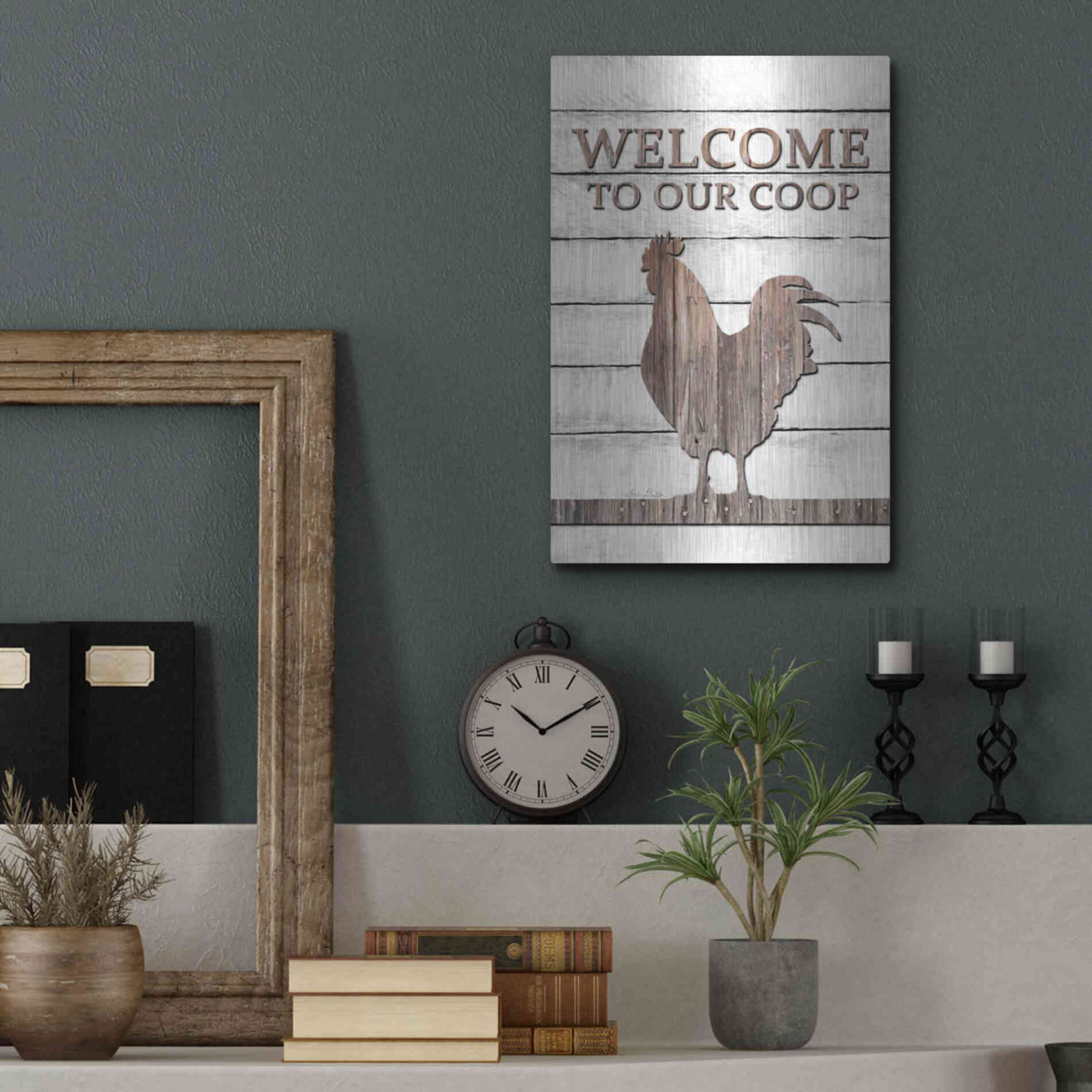 Luxe Metal Art 'Welcome to Our Coop' by Lori Deiter, Metal Wall Art,12x16