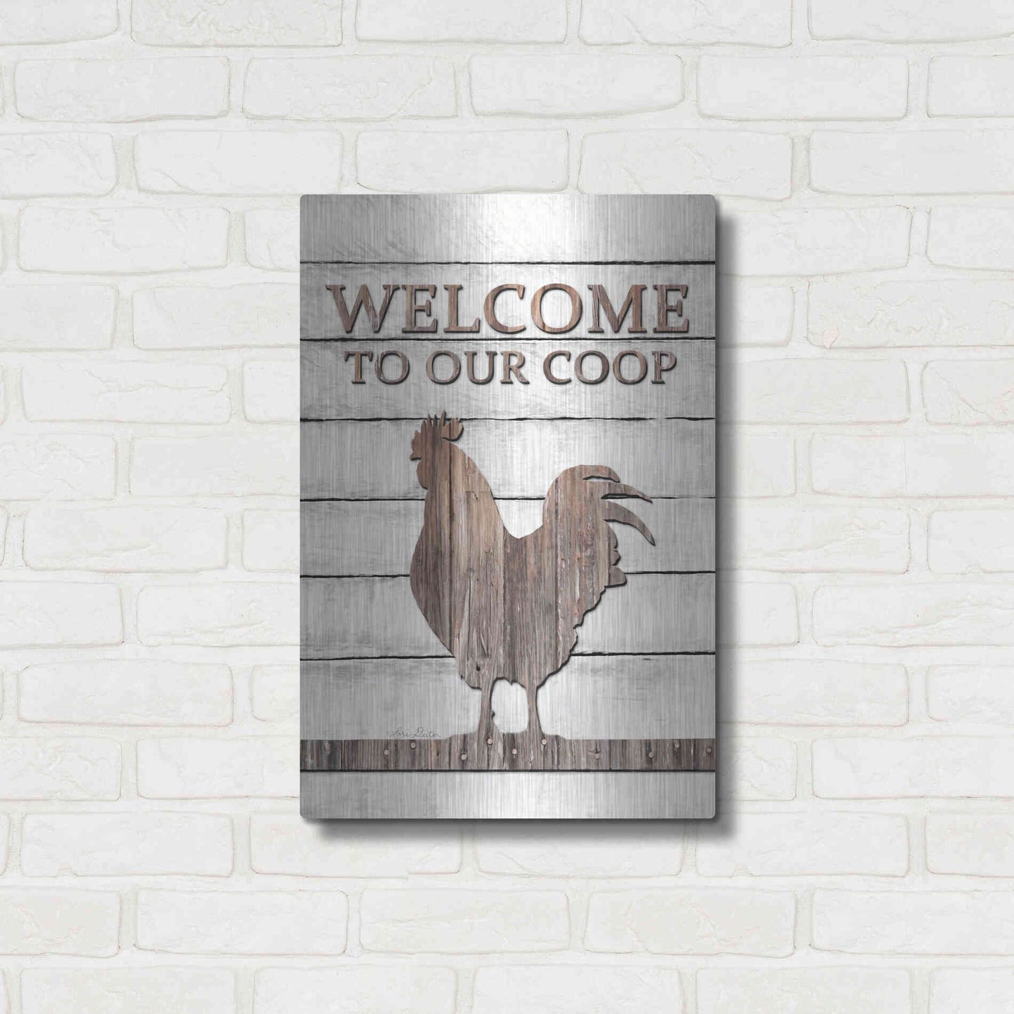 Luxe Metal Art 'Welcome to Our Coop' by Lori Deiter, Metal Wall Art,16x24