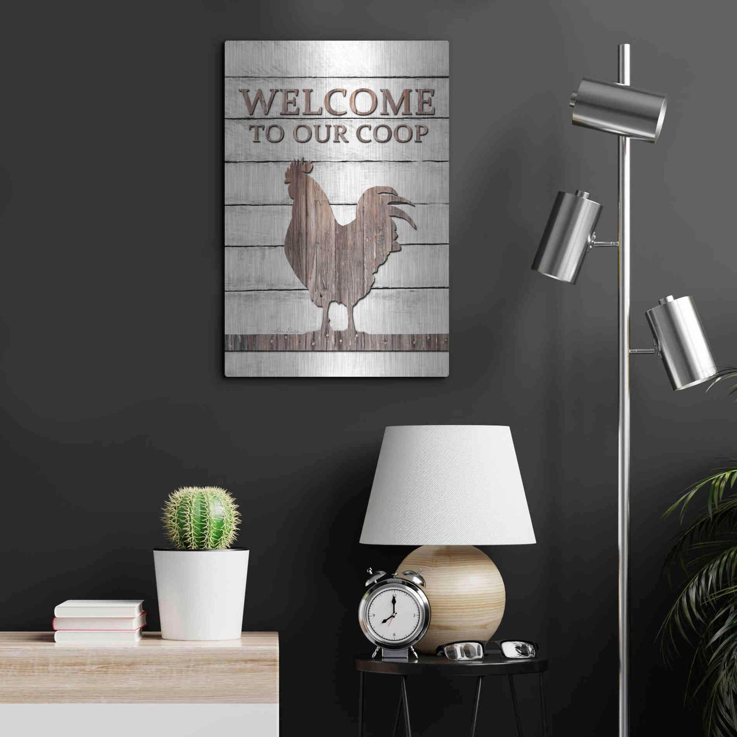 Luxe Metal Art 'Welcome to Our Coop' by Lori Deiter, Metal Wall Art,16x24