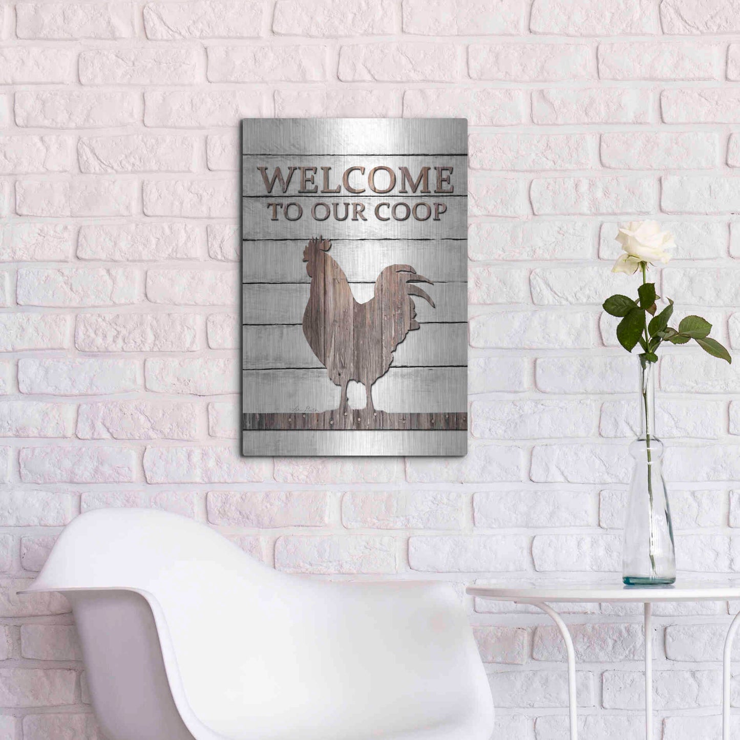 Luxe Metal Art 'Welcome to Our Coop' by Lori Deiter, Metal Wall Art,16x24