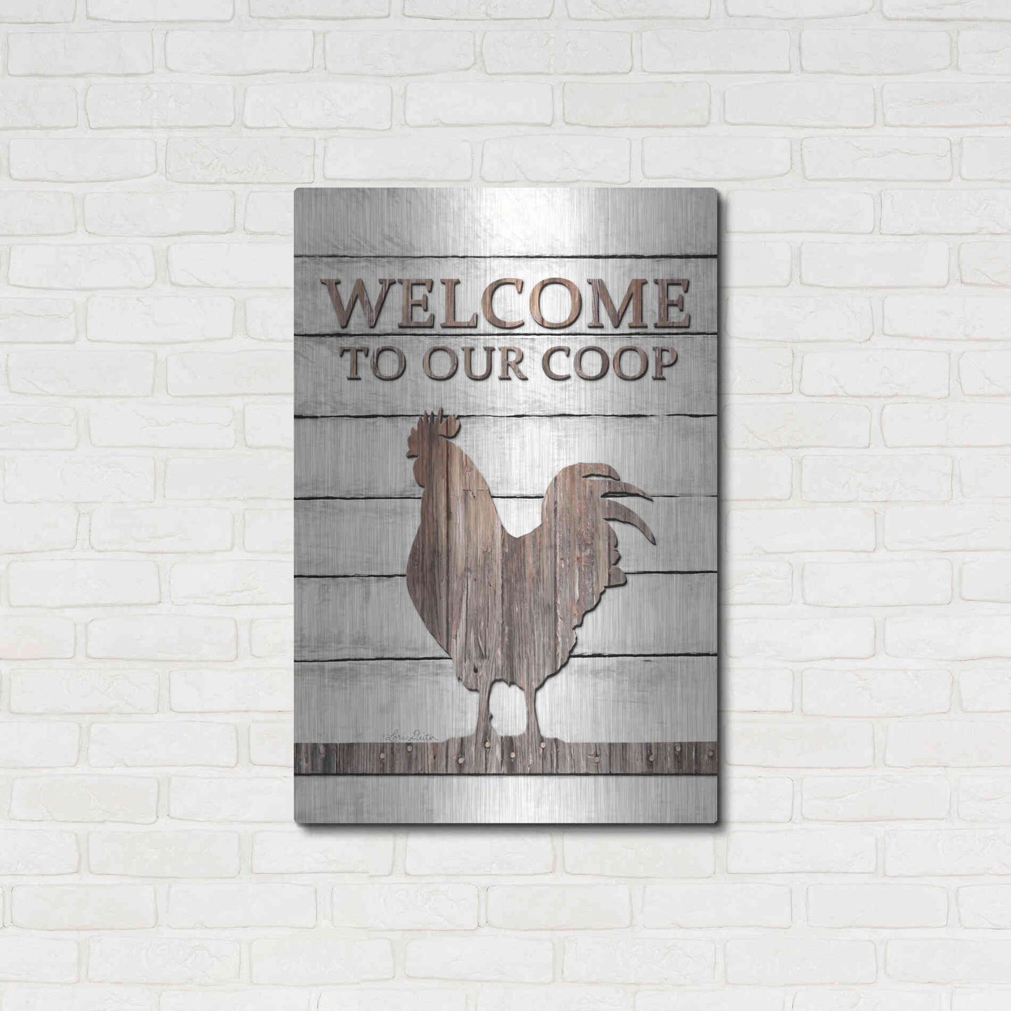 Luxe Metal Art 'Welcome to Our Coop' by Lori Deiter, Metal Wall Art,24x36