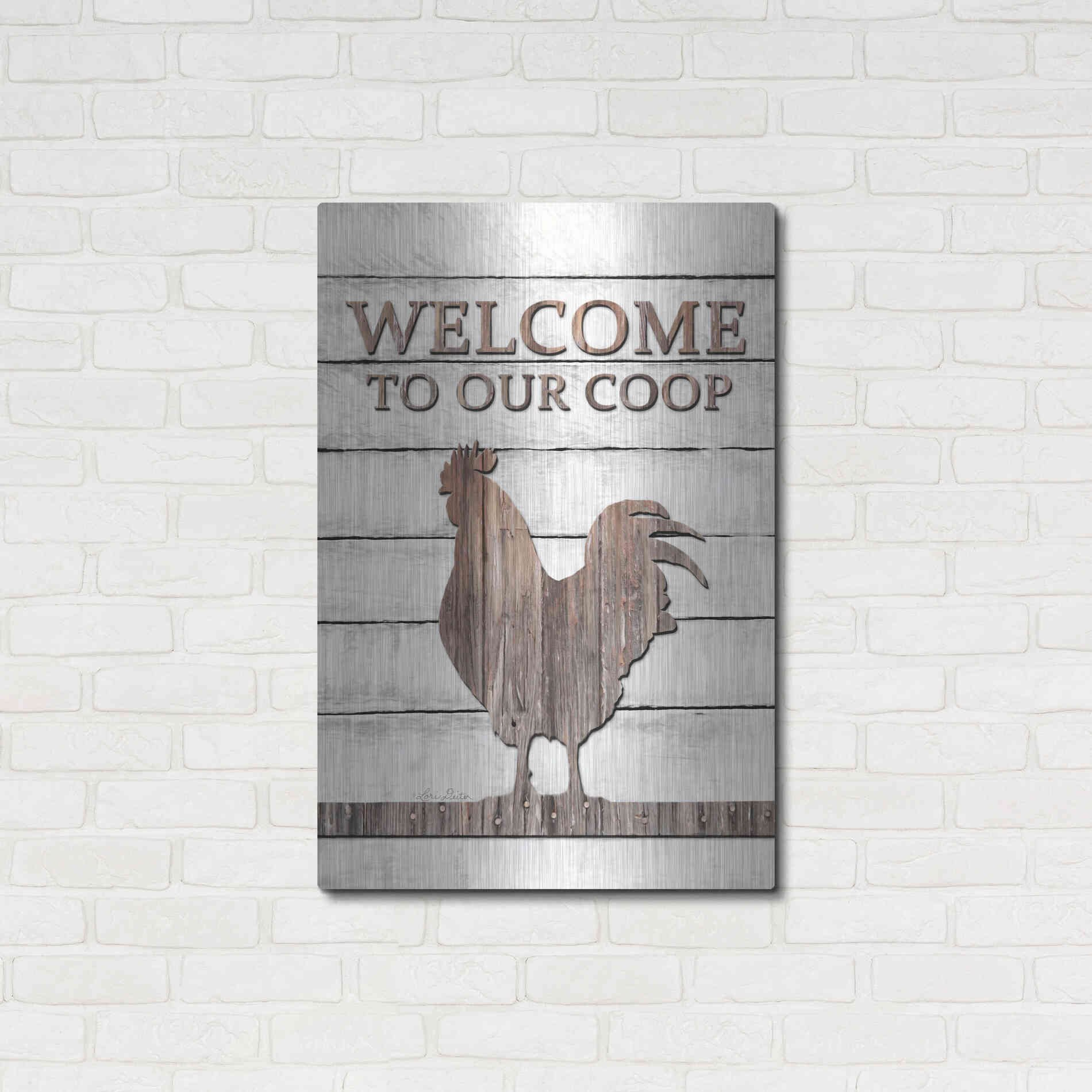 Luxe Metal Art 'Welcome to Our Coop' by Lori Deiter, Metal Wall Art,24x36