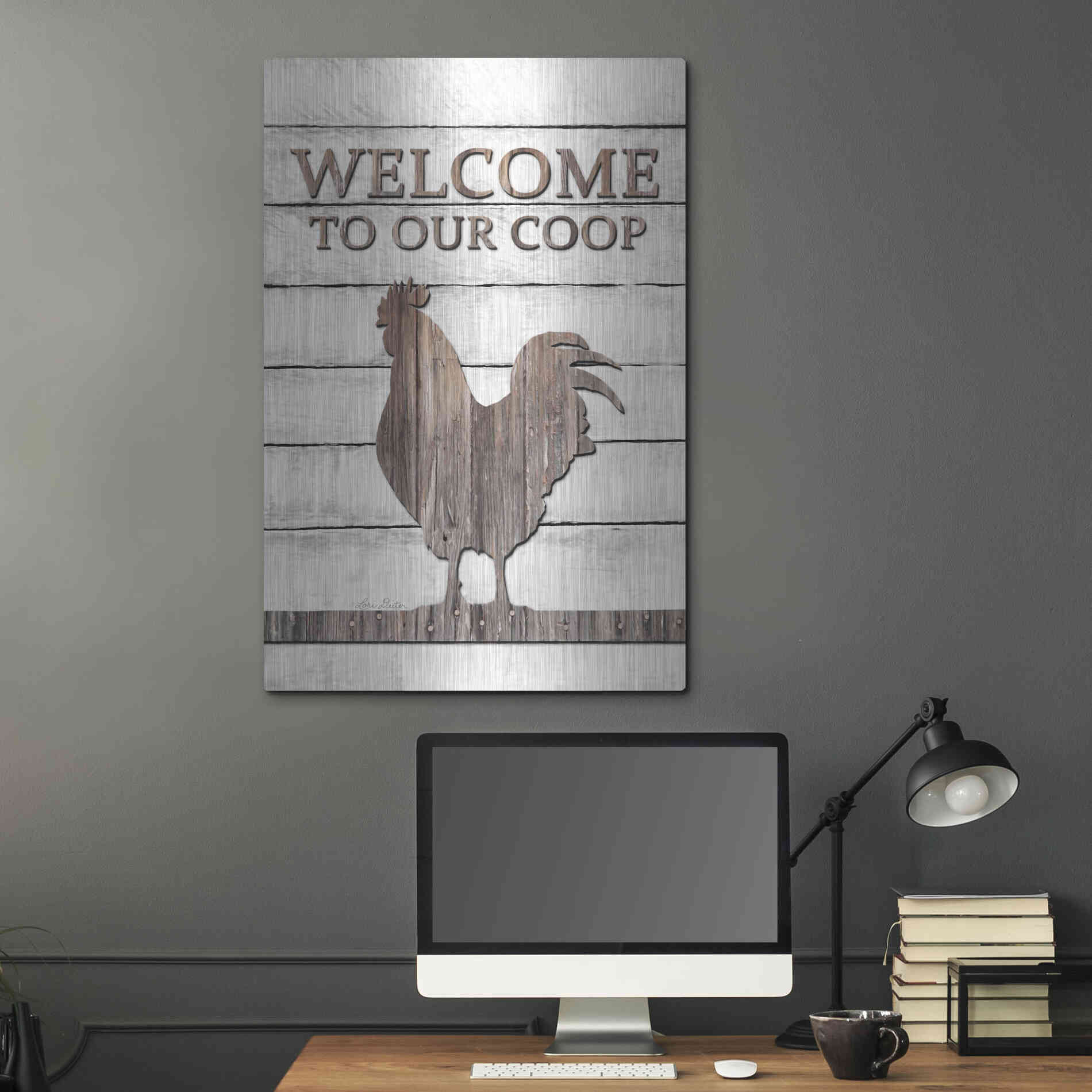 Luxe Metal Art 'Welcome to Our Coop' by Lori Deiter, Metal Wall Art,24x36