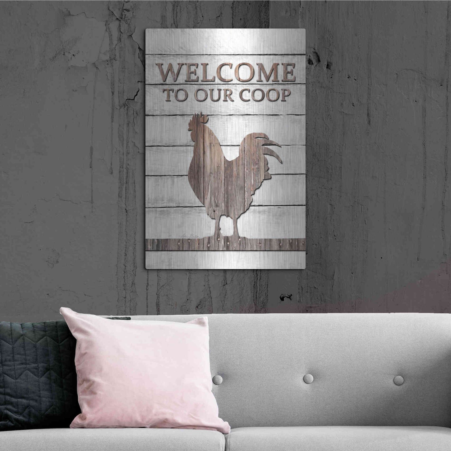 Luxe Metal Art 'Welcome to Our Coop' by Lori Deiter, Metal Wall Art,24x36