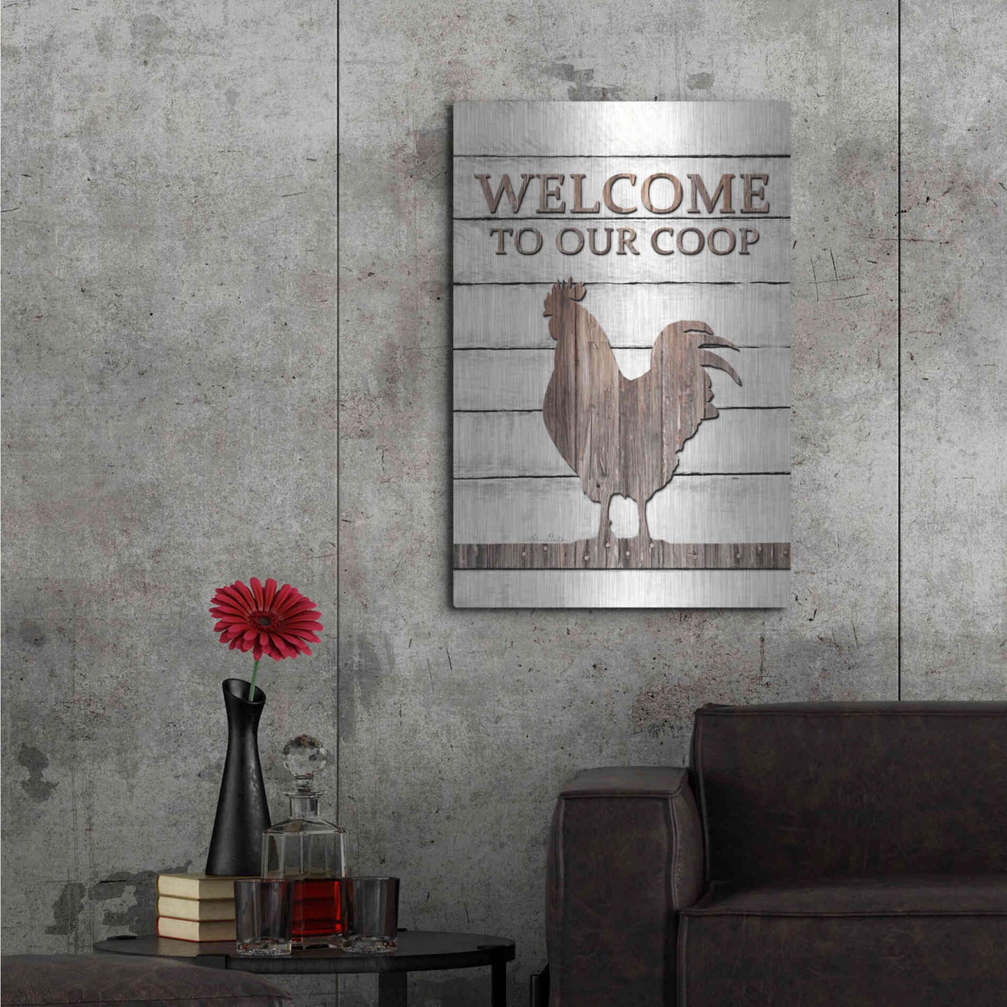 Luxe Metal Art 'Welcome to Our Coop' by Lori Deiter, Metal Wall Art,24x36