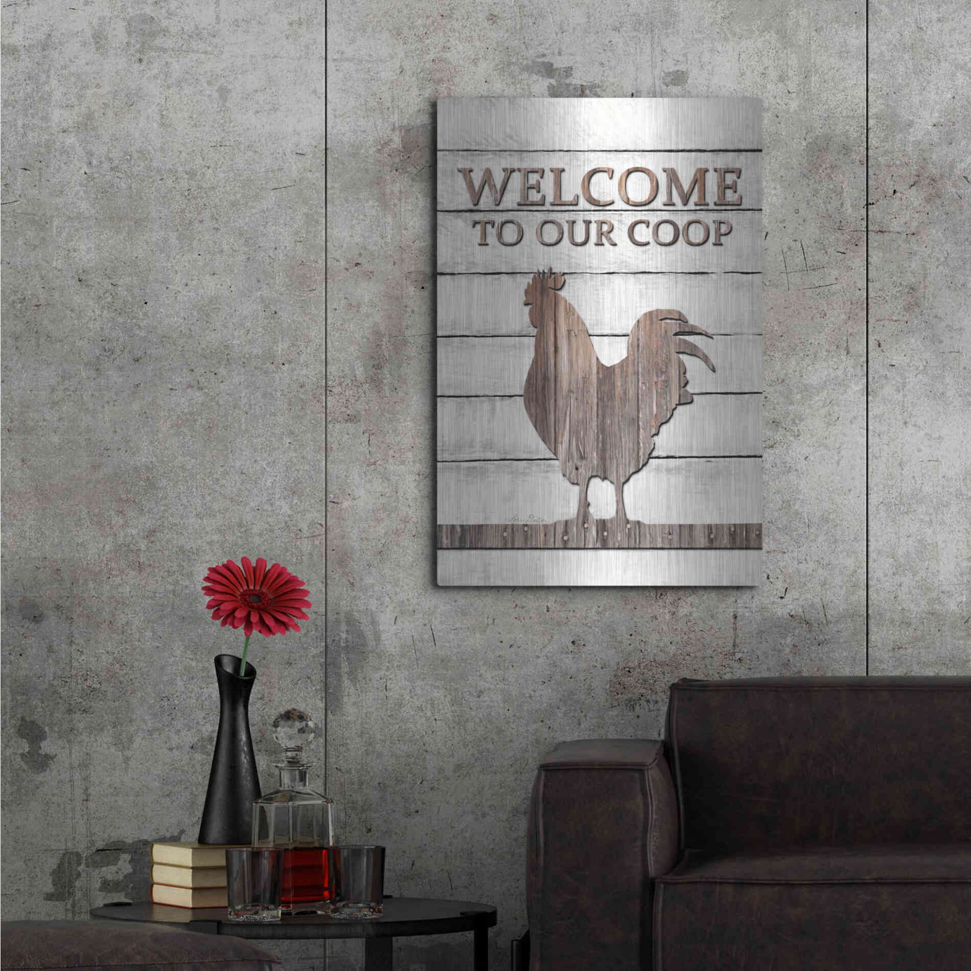 Luxe Metal Art 'Welcome to Our Coop' by Lori Deiter, Metal Wall Art,24x36