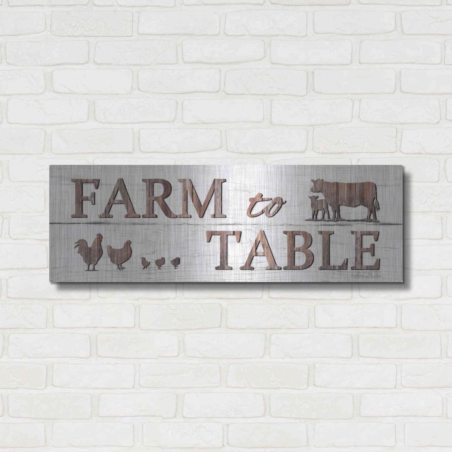 Luxe Metal Art 'Farm to Table' by Lori Deiter, Metal Wall Art,36x12