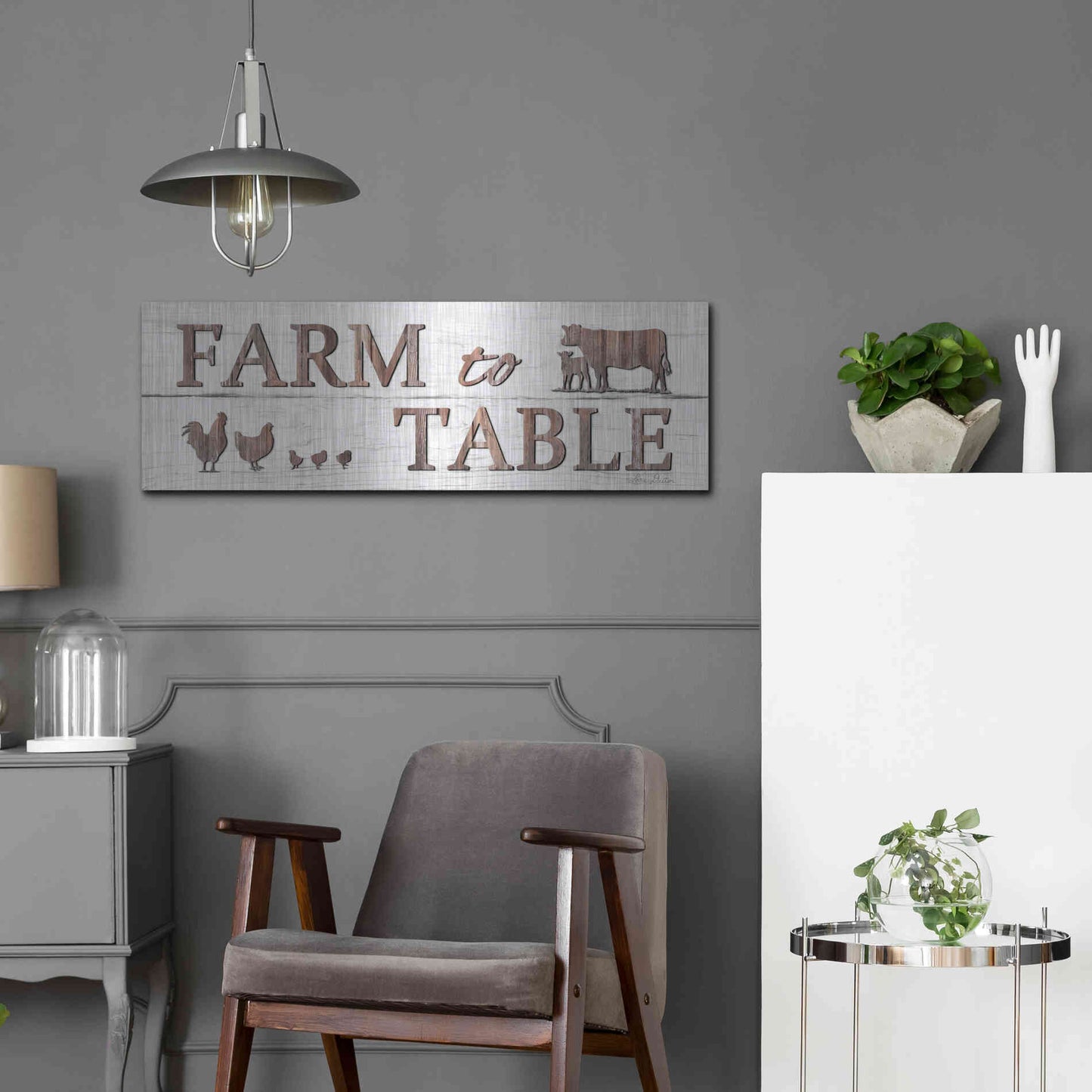 Luxe Metal Art 'Farm to Table' by Lori Deiter, Metal Wall Art,36x12