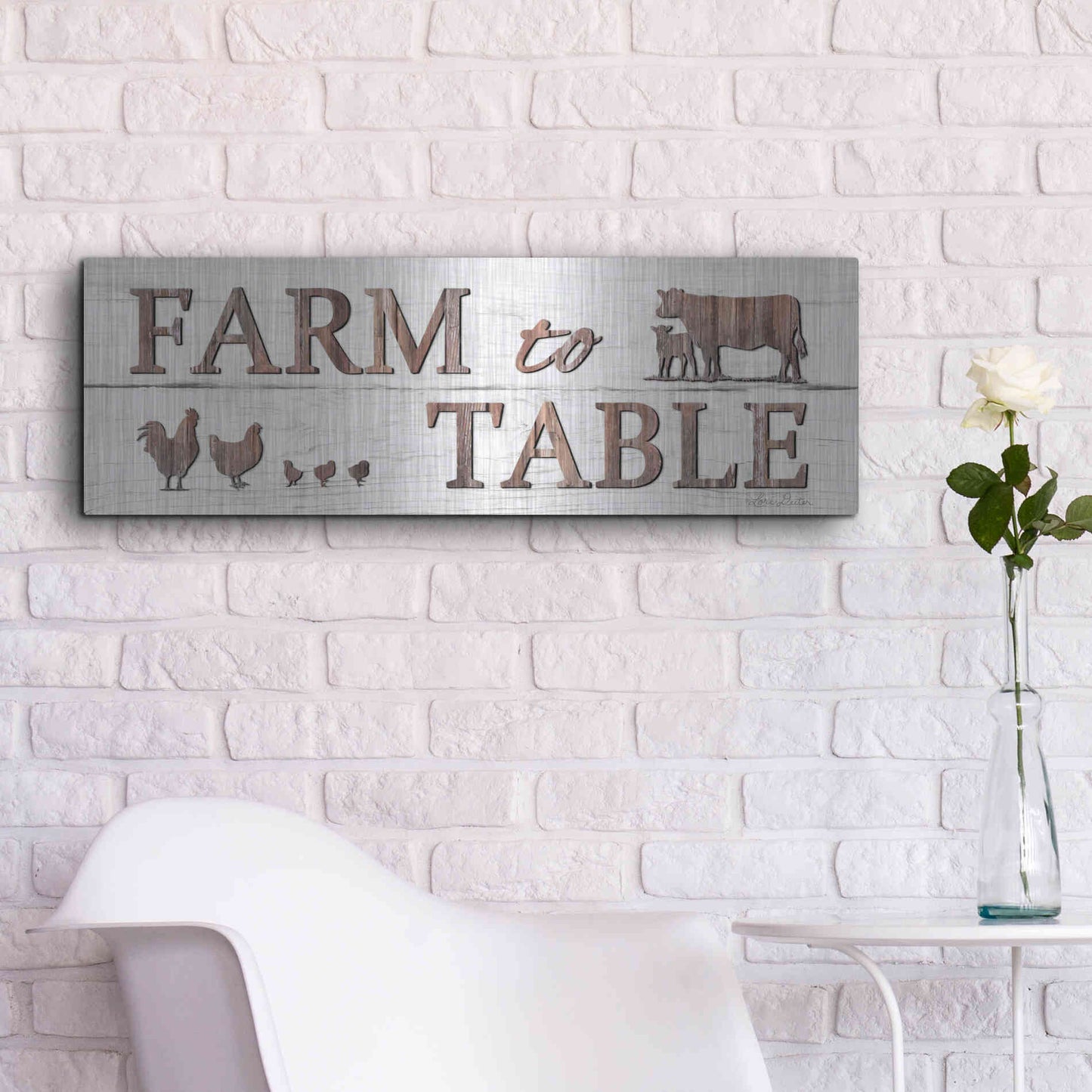 Luxe Metal Art 'Farm to Table' by Lori Deiter, Metal Wall Art,36x12