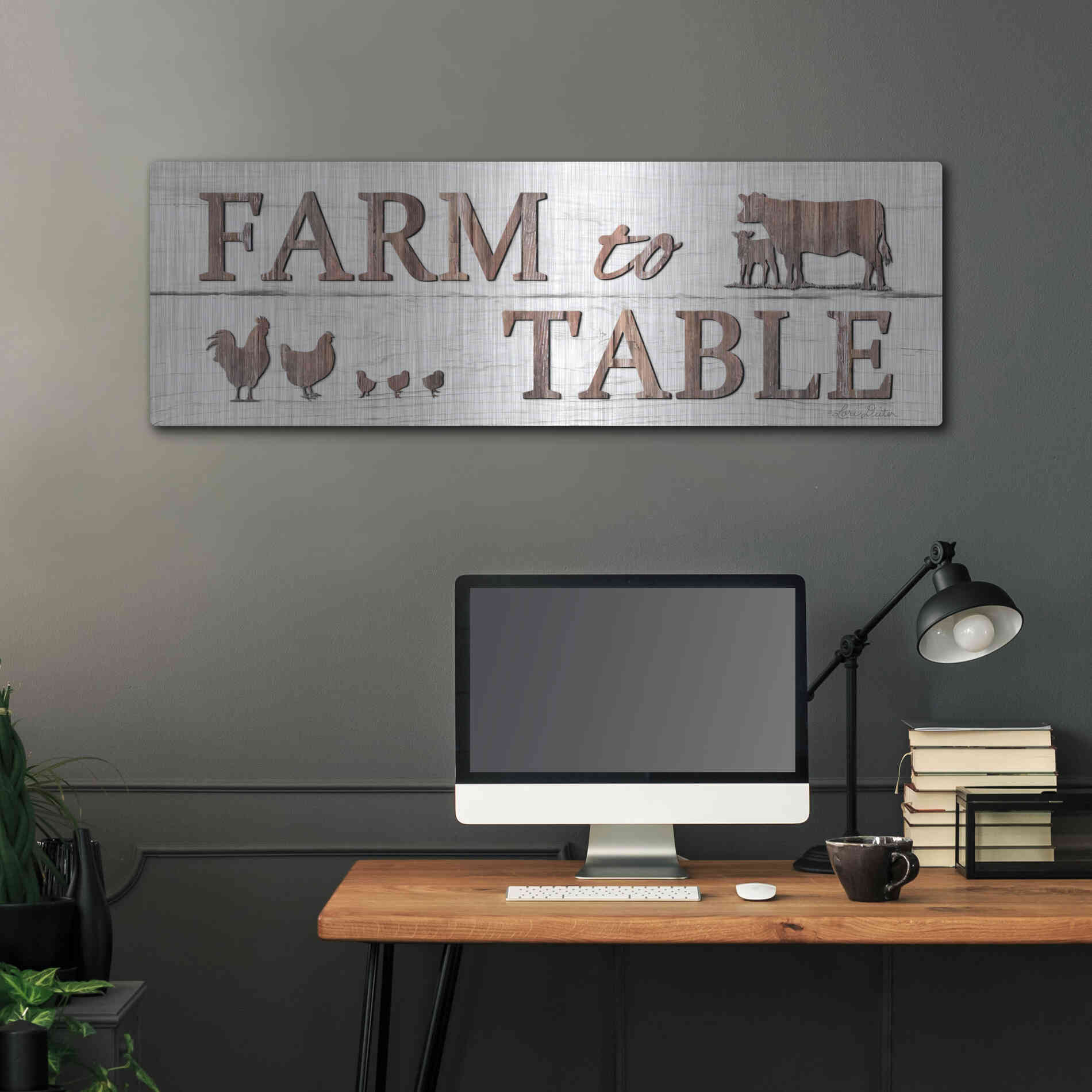Luxe Metal Art 'Farm to Table' by Lori Deiter, Metal Wall Art,48x16