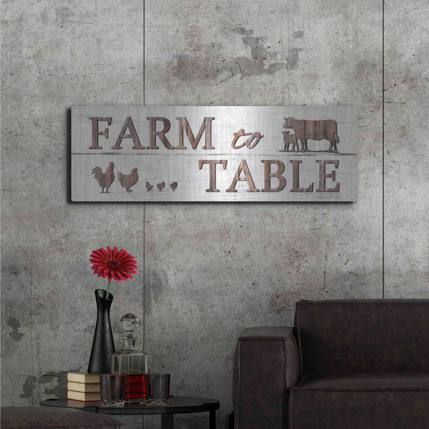 Luxe Metal Art 'Farm to Table' by Lori Deiter, Metal Wall Art,48x16
