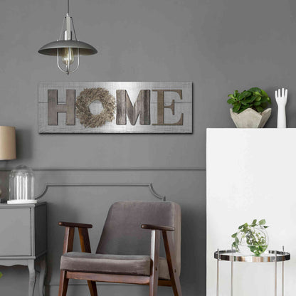 Luxe Metal Art 'Home in Beige' by Lori Deiter, Metal Wall Art,36x12