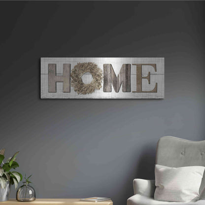 Luxe Metal Art 'Home in Beige' by Lori Deiter, Metal Wall Art,36x12