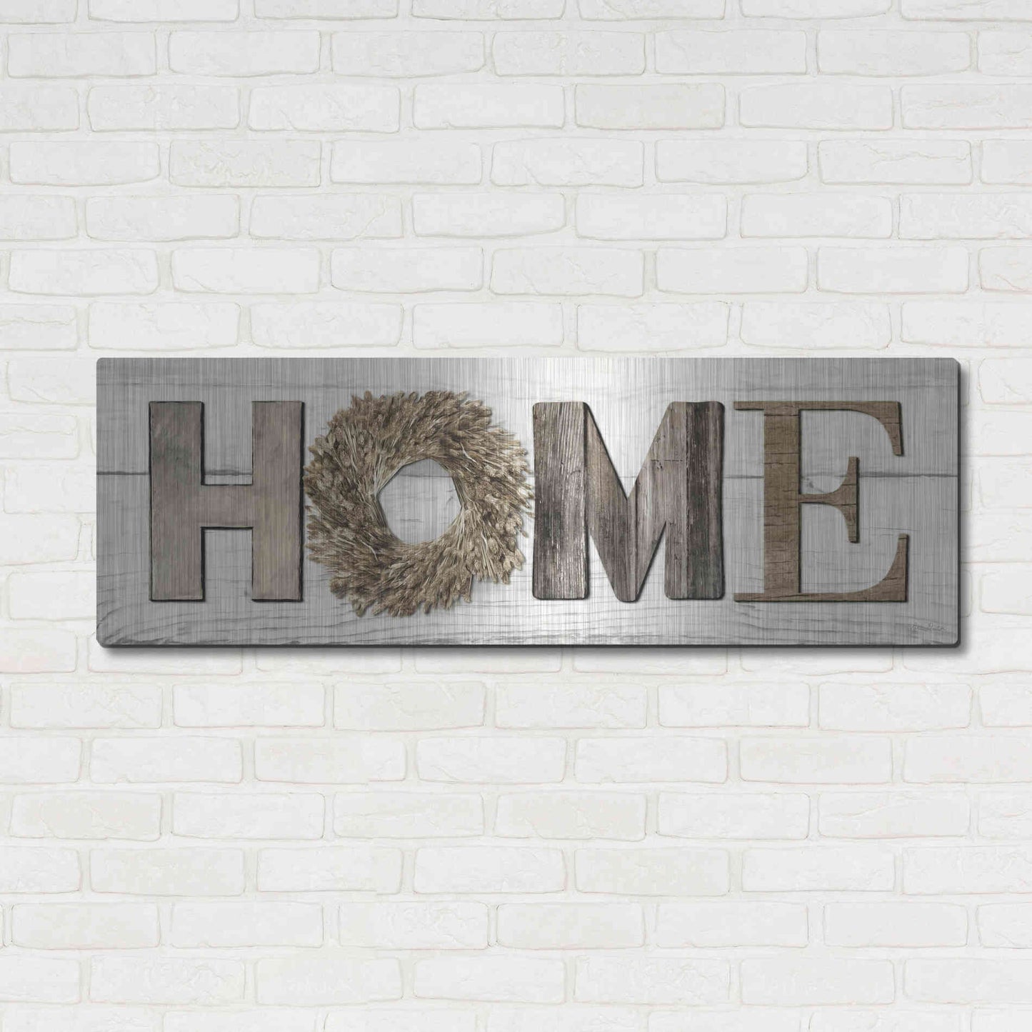 Luxe Metal Art 'Home in Beige' by Lori Deiter, Metal Wall Art,48x16